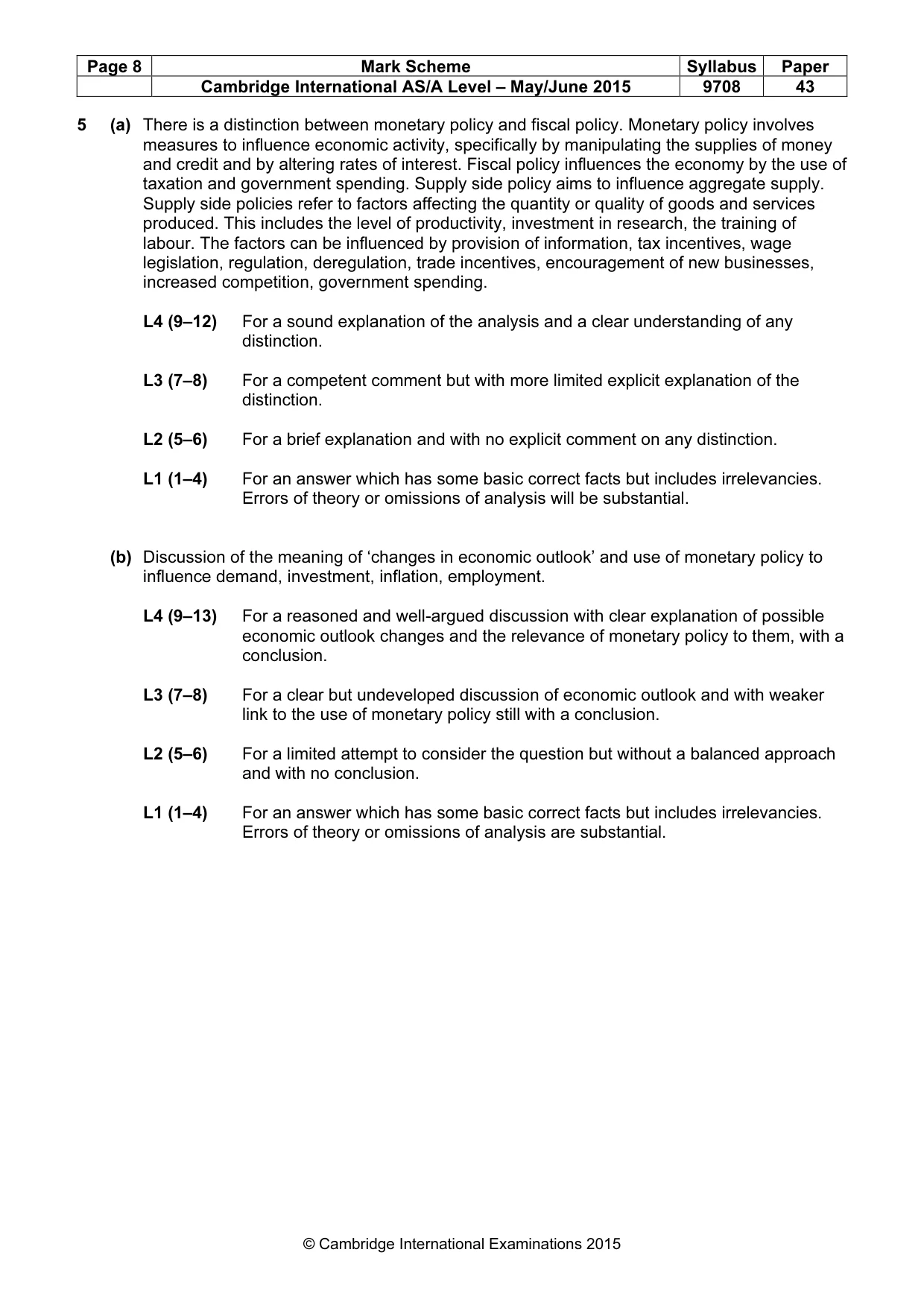 Mark scheme, page 8 of 9
