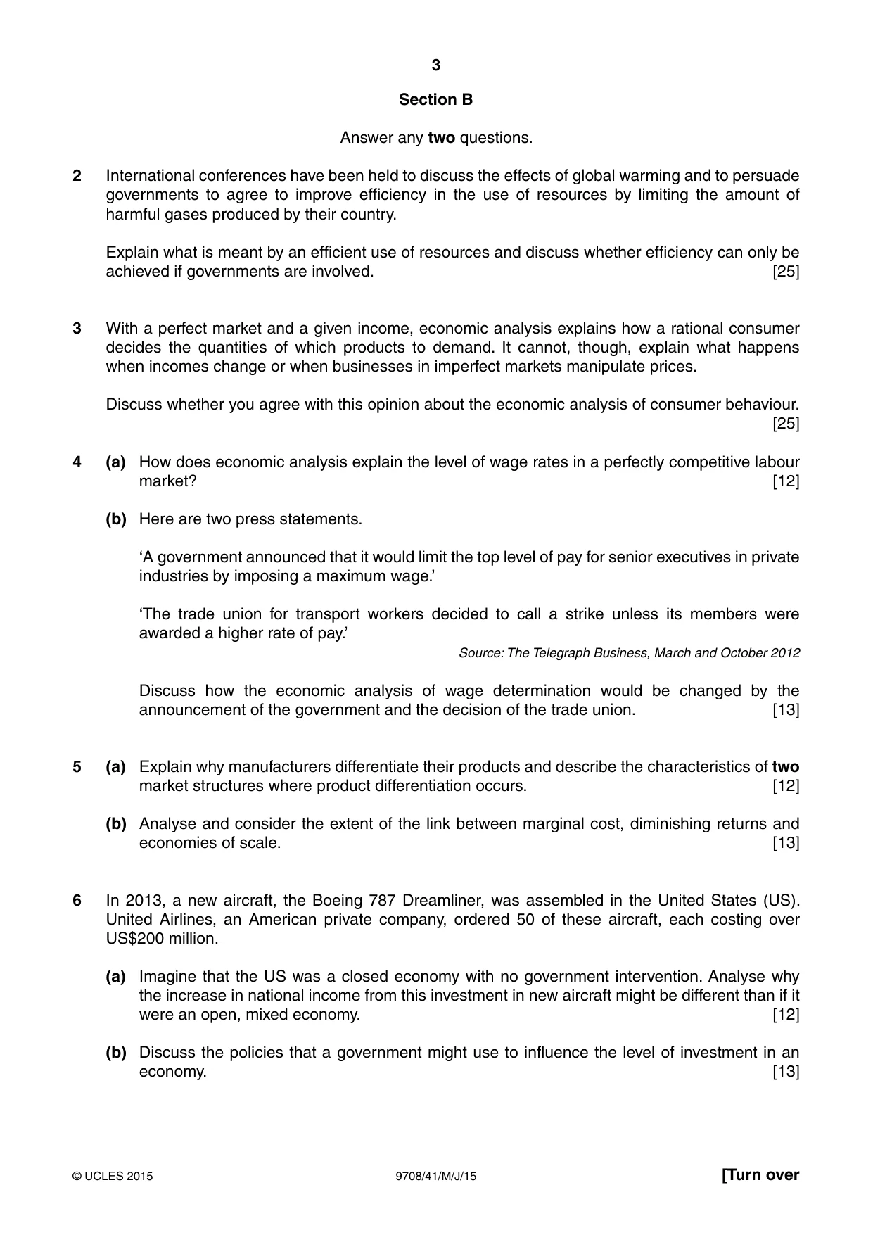 Cambridge A Level Economics 9708 2015 May/June Paper 4 · Variant 1 question paper, page 3 of 4