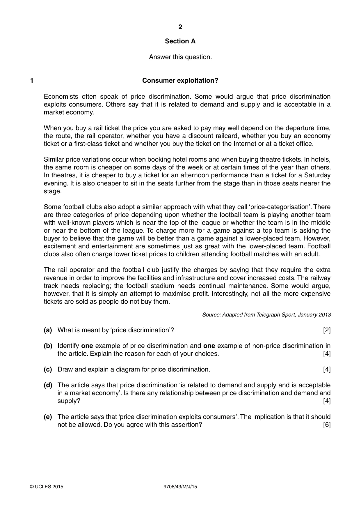 Cambridge A Level Economics 9708 2015 May/June Paper 4 · Variant 3 question paper, page 2 of 4