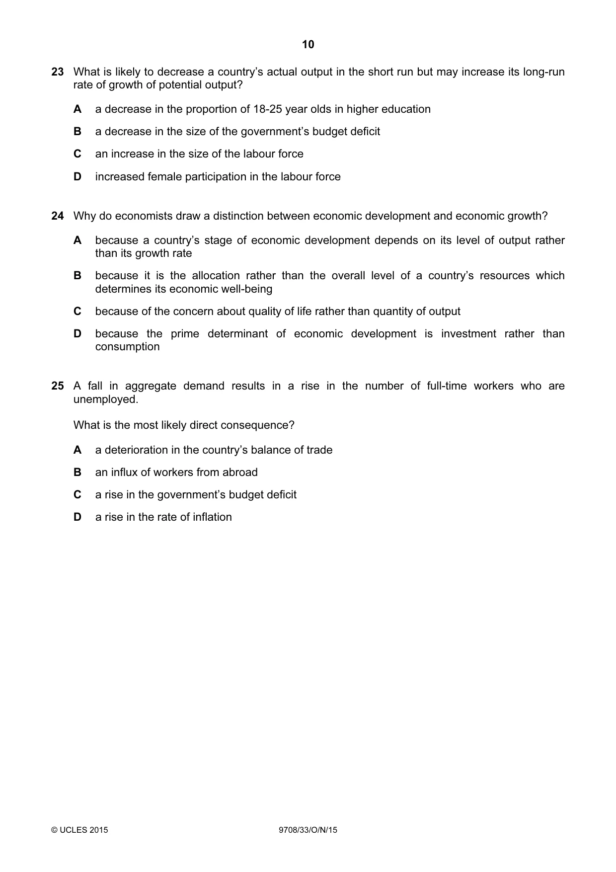 Cambridge A Level Economics 9708 2015 Oct/Nov Paper 3 · Variant 3 question paper, page 10 of 12