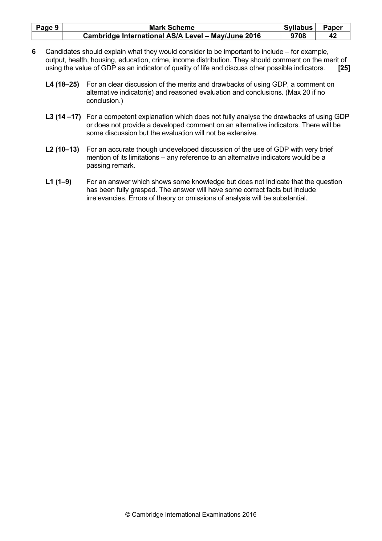 Mark scheme, page 9 of 10