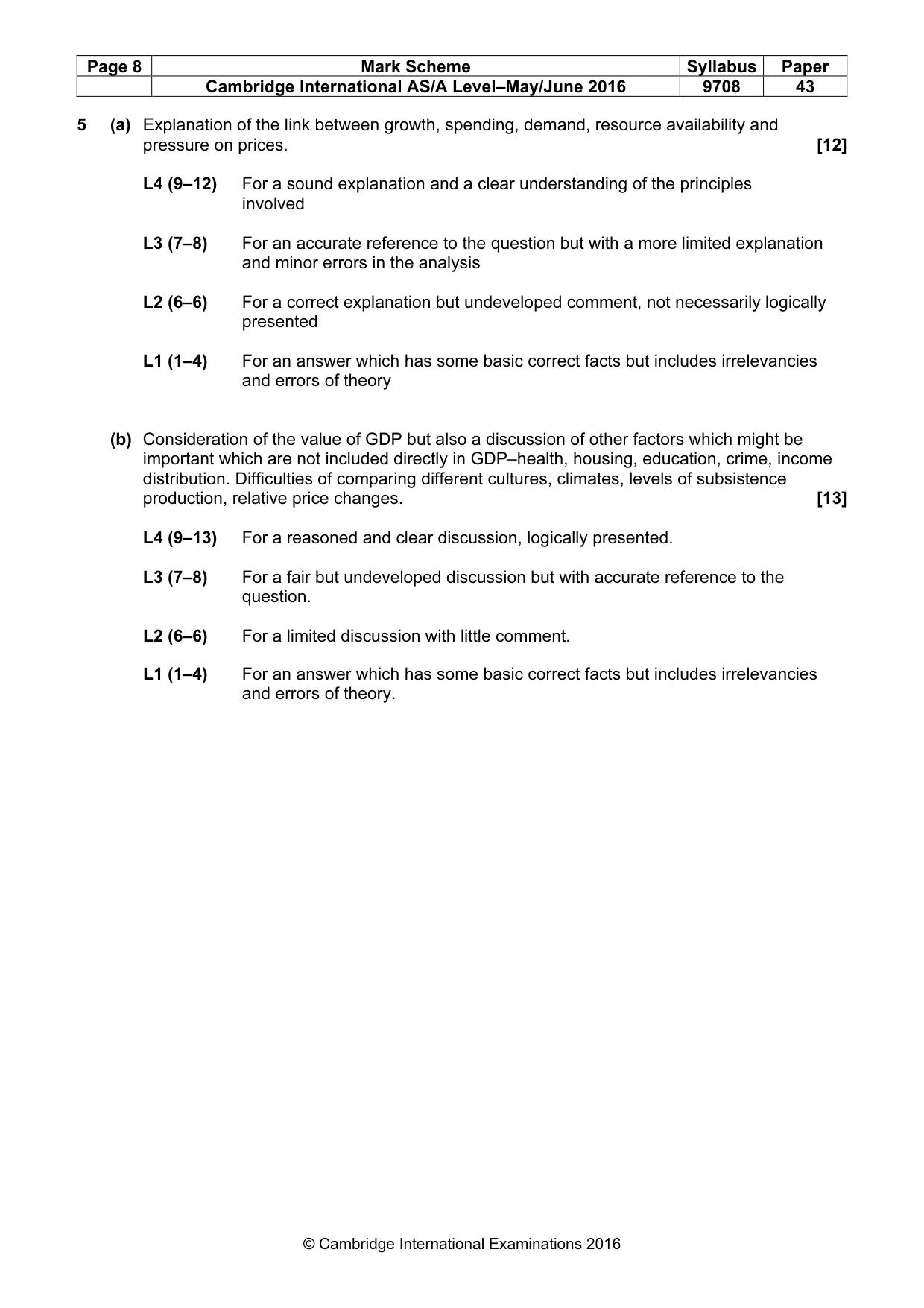 Mark scheme, page 8 of 10
