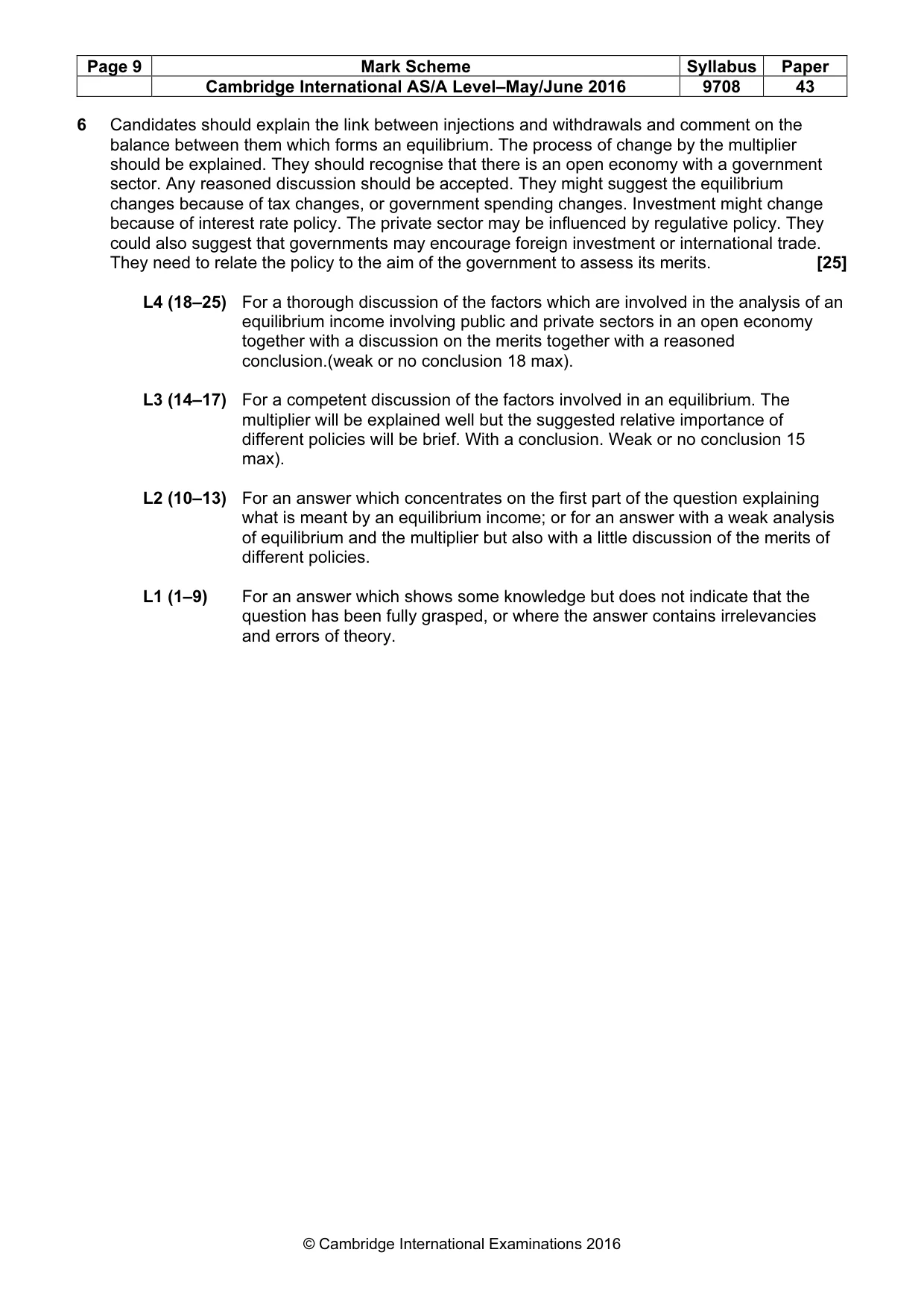 Mark scheme, page 9 of 10