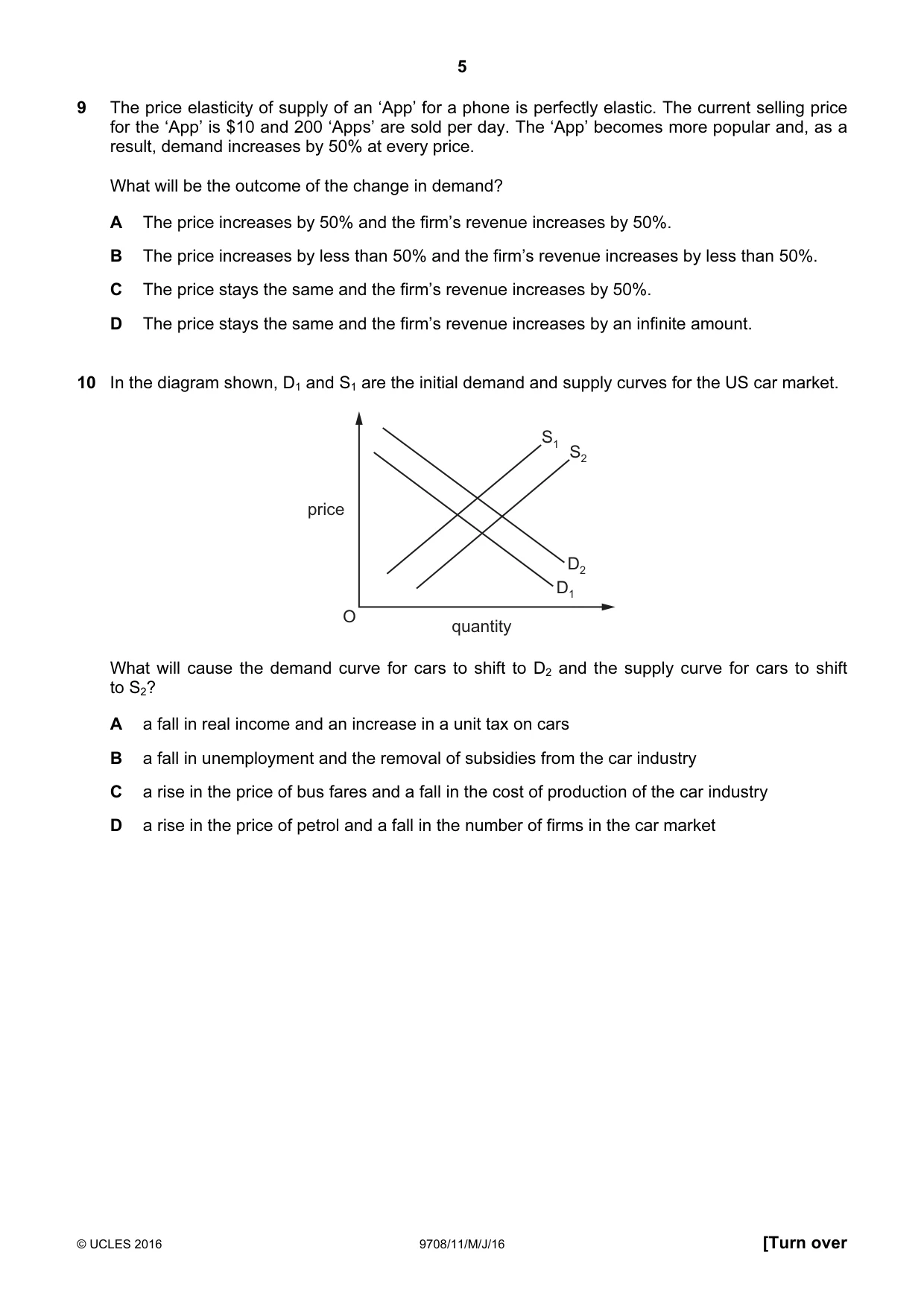 Cambridge A Level Economics 9708 2016 May/June Paper 1 · Variant 1 question paper, page 5 of 16
