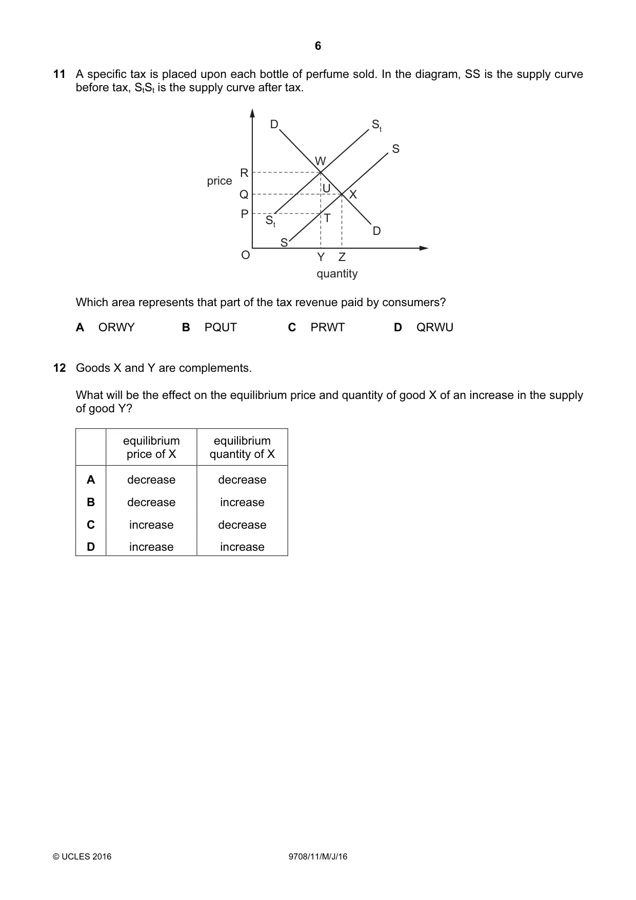 Cambridge A Level Economics 9708 2016 May/June Paper 1 · Variant 1 question paper, page 6 of 16