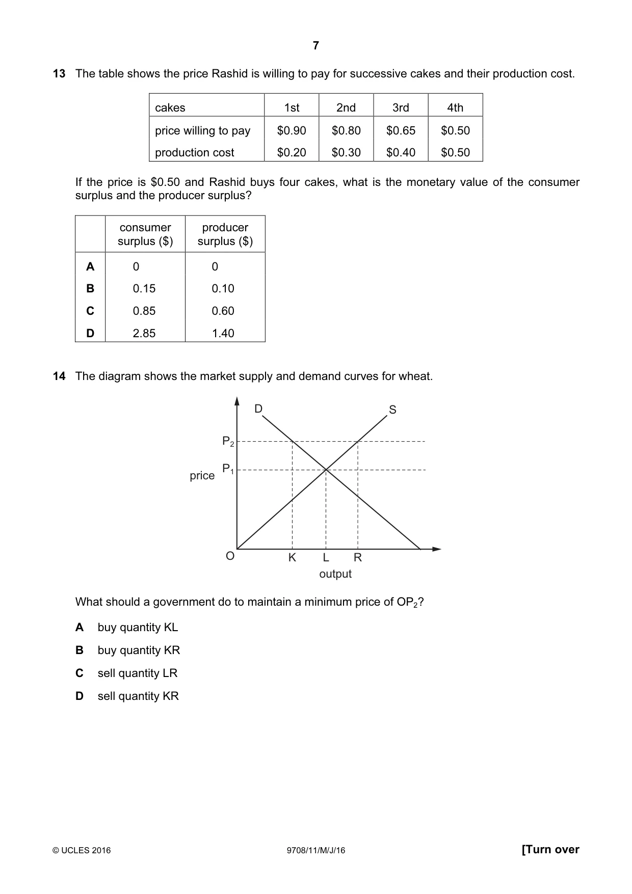 Cambridge A Level Economics 9708 2016 May/June Paper 1 · Variant 1 question paper, page 7 of 16