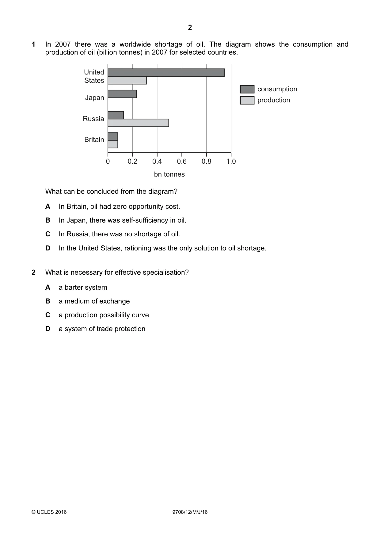 Cambridge A Level Economics 9708 2016 May/June Paper 1 · Variant 2 question paper, page 2 of 16