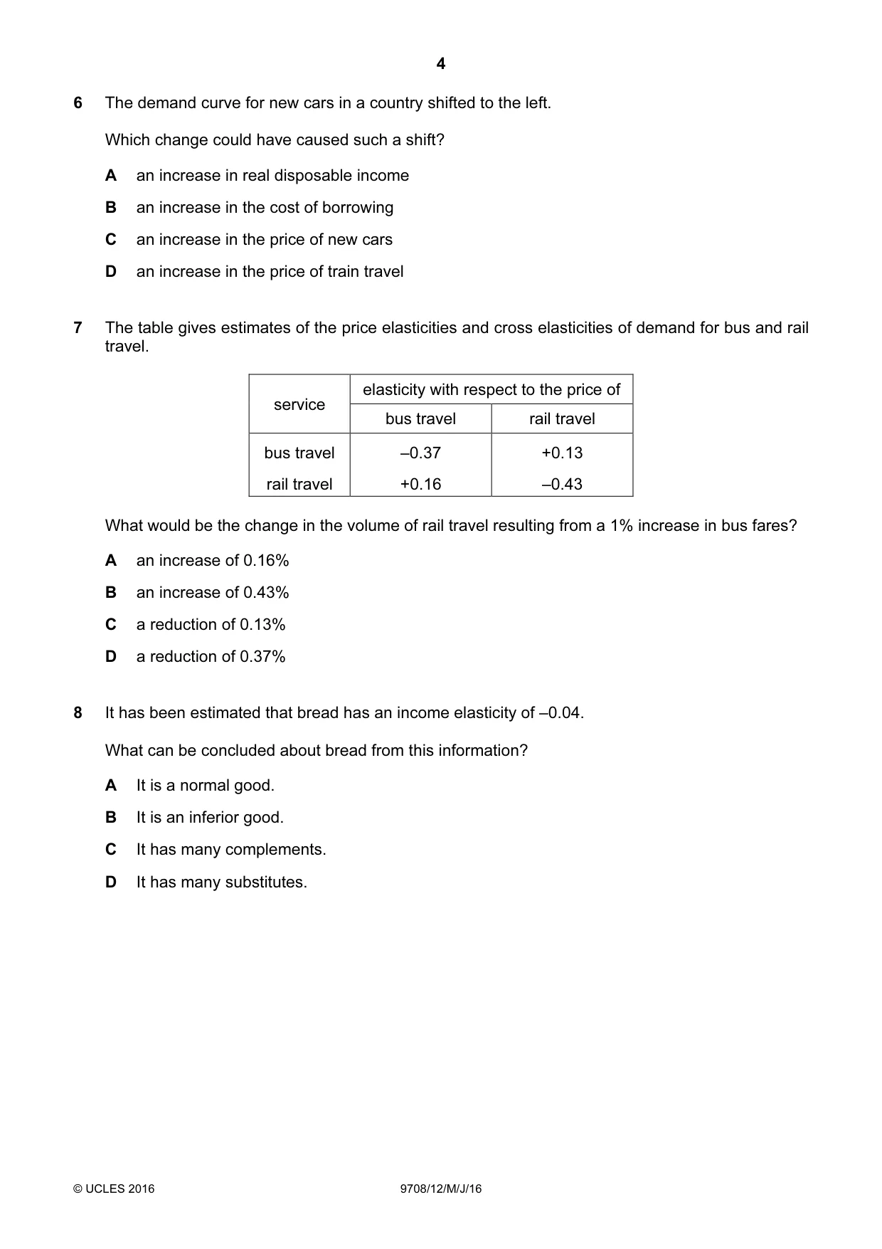 Cambridge A Level Economics 9708 2016 May/June Paper 1 · Variant 2 question paper, page 4 of 16