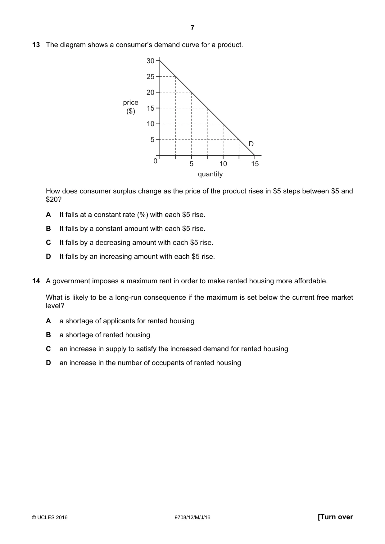 Cambridge A Level Economics 9708 2016 May/June Paper 1 · Variant 2 question paper, page 7 of 16