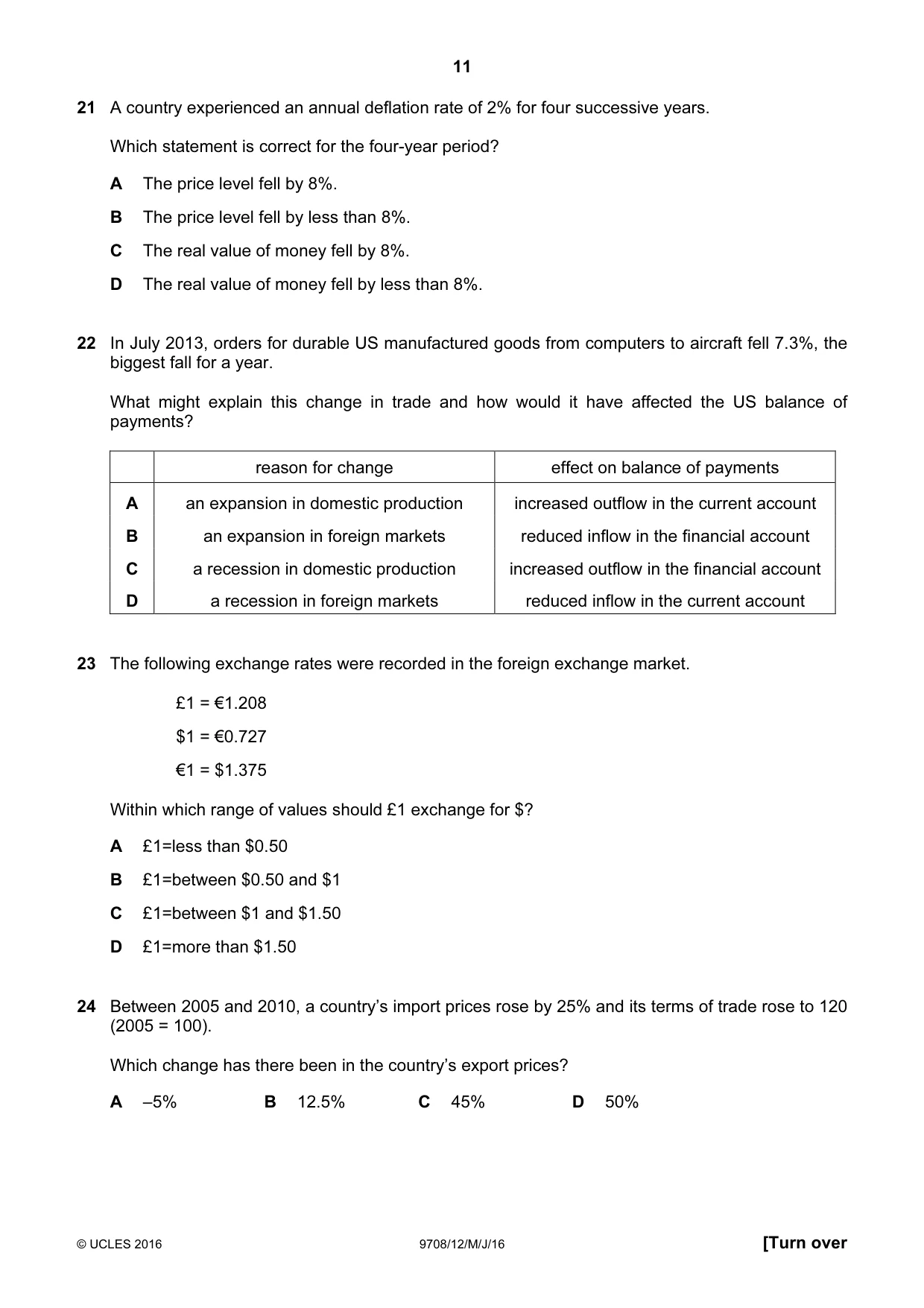 Cambridge A Level Economics 9708 2016 May/June Paper 1 · Variant 2 question paper, page 11 of 16