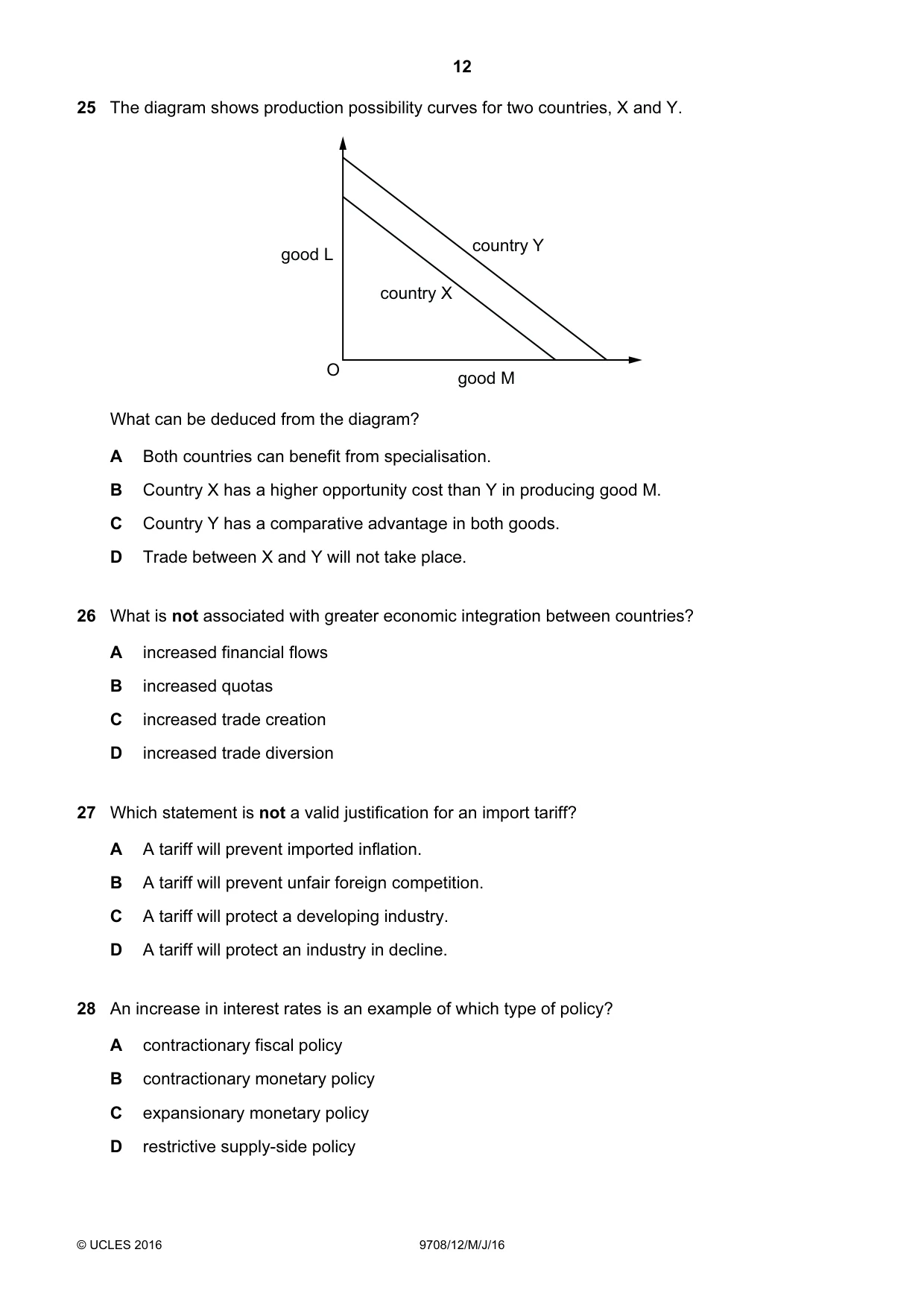 Cambridge A Level Economics 9708 2016 May/June Paper 1 · Variant 2 question paper, page 12 of 16