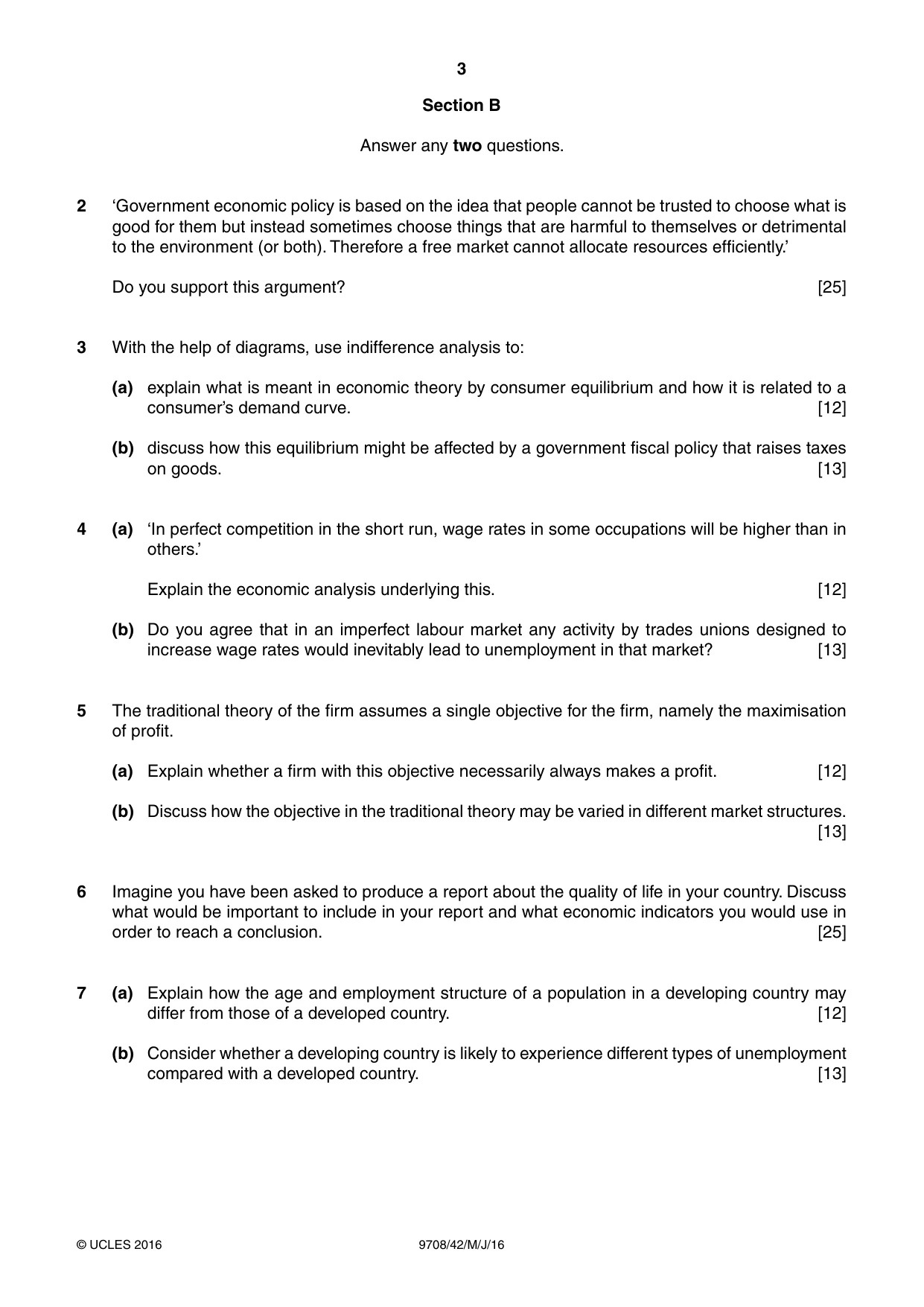 Cambridge A Level Economics 9708 2016 May/June Paper 4 · Variant 2 question paper, page 3 of 4