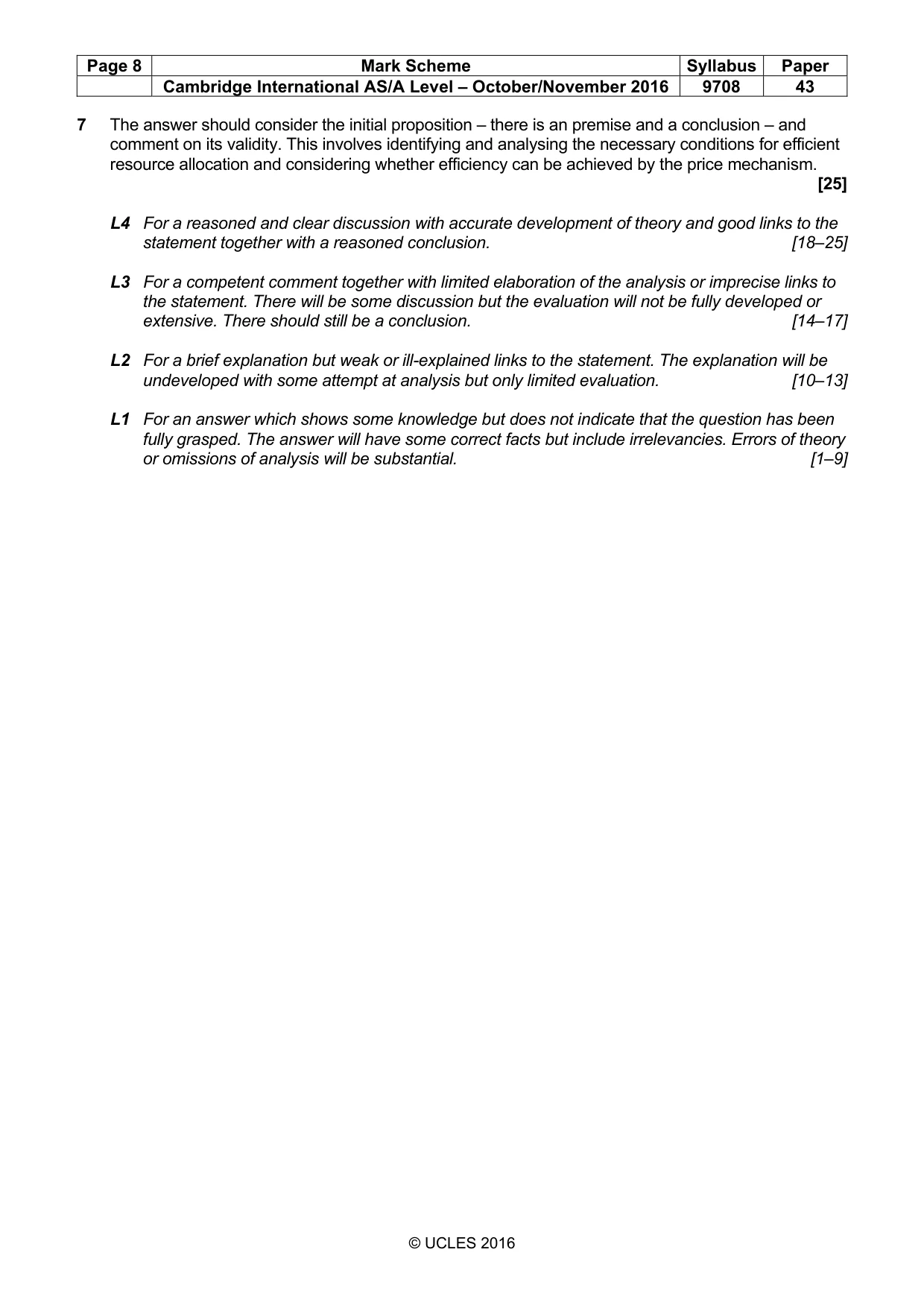 Mark scheme, page 8 of 8