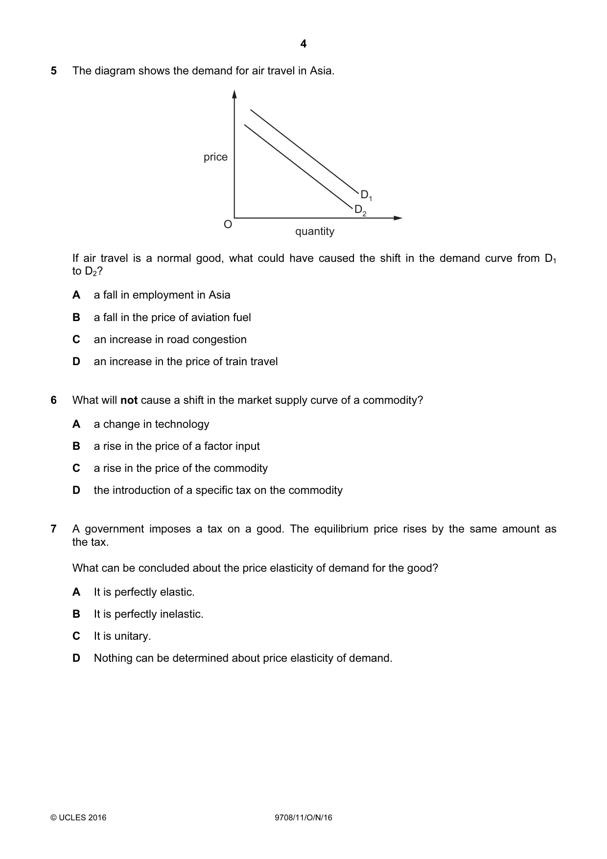 Cambridge A Level Economics 9708 2016 Oct/Nov Paper 1 · Variant 1 question paper, page 4 of 12