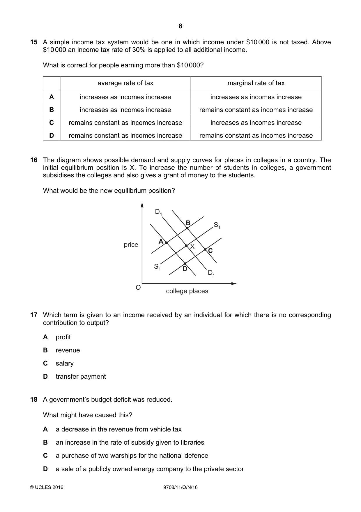 Cambridge A Level Economics 9708 2016 Oct/Nov Paper 1 · Variant 1 question paper, page 8 of 12