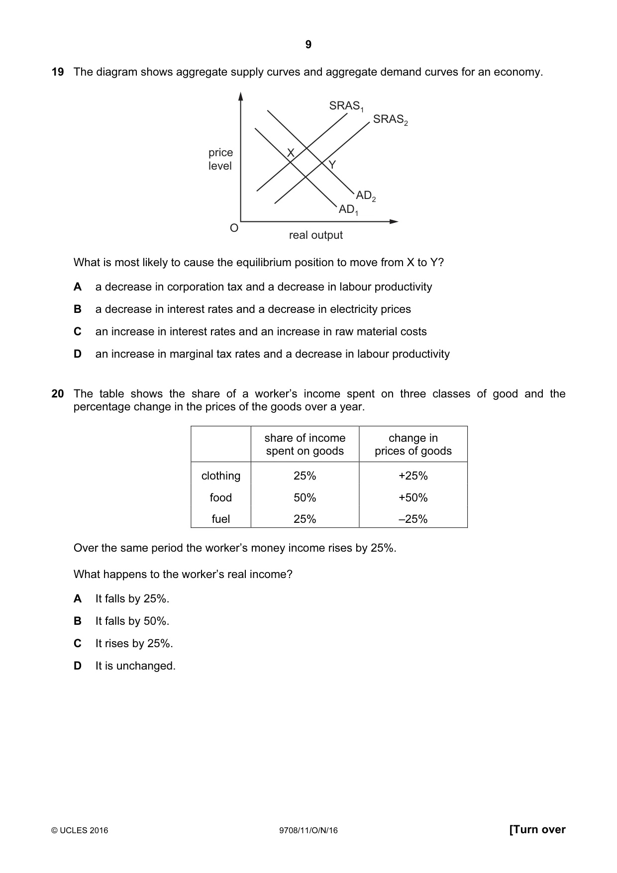 Cambridge A Level Economics 9708 2016 Oct/Nov Paper 1 · Variant 1 question paper, page 9 of 12