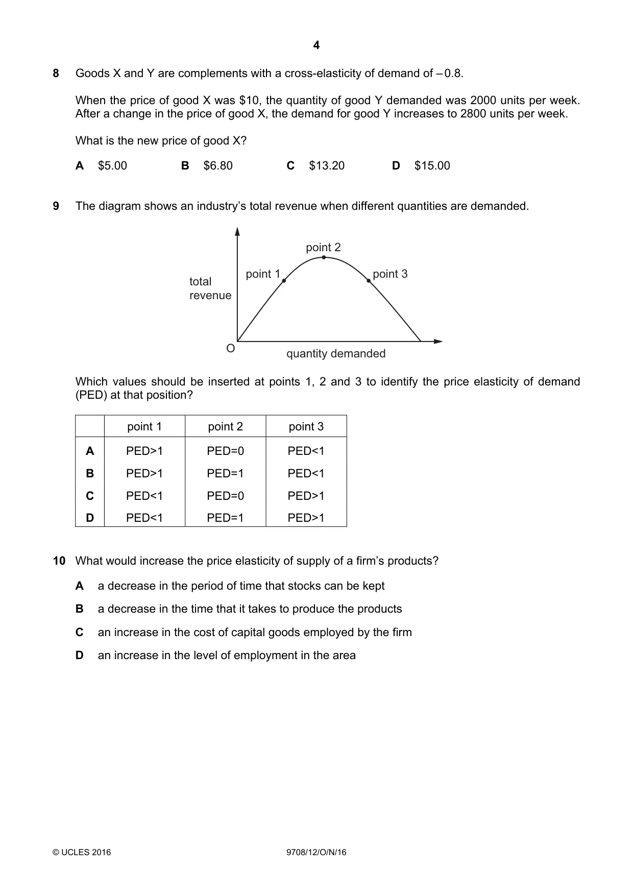 Cambridge A Level Economics 9708 2016 Oct/Nov Paper 1 · Variant 2 question paper, page 4 of 12