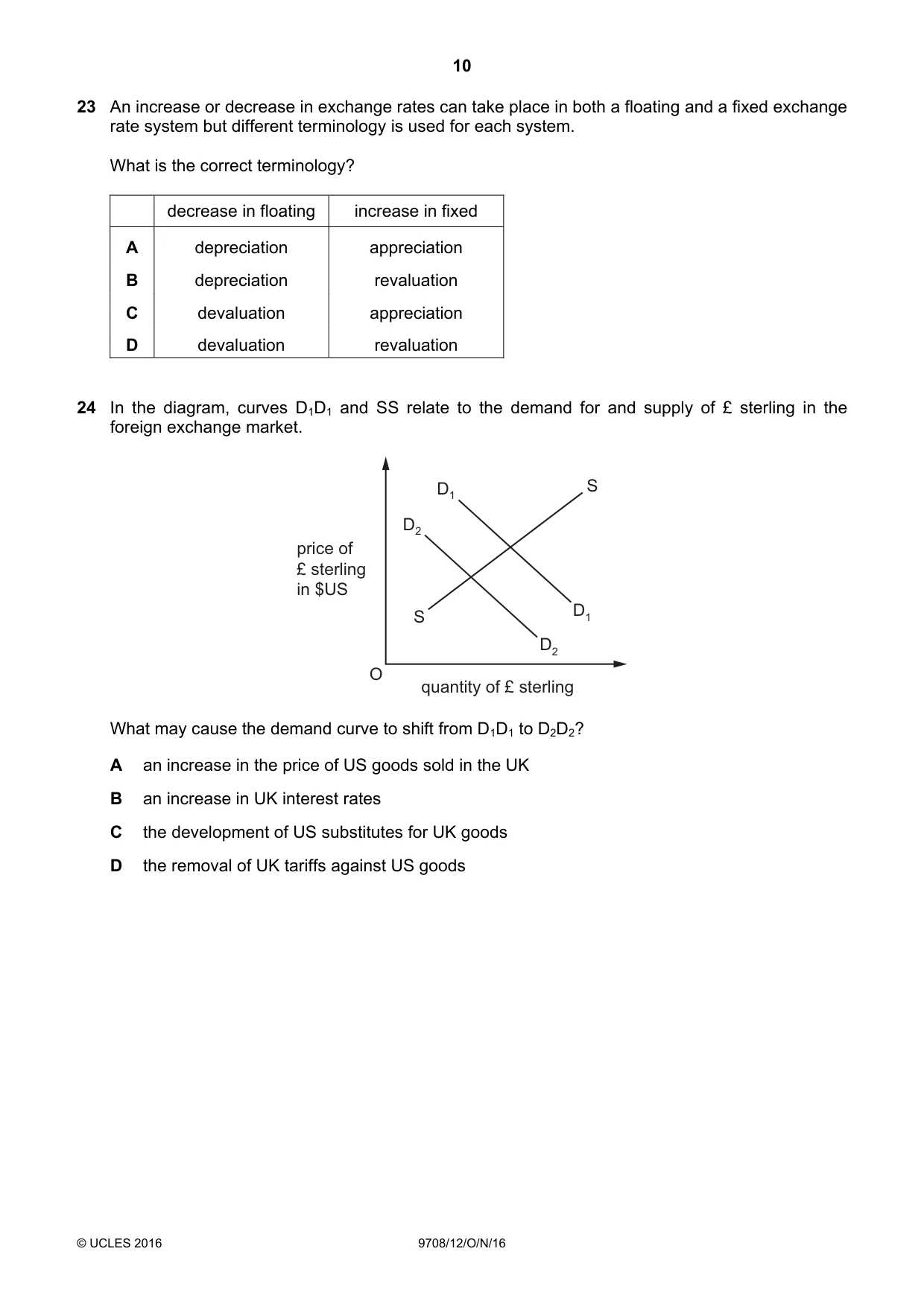 Cambridge A Level Economics 9708 2016 Oct/Nov Paper 1 · Variant 2 question paper, page 10 of 12