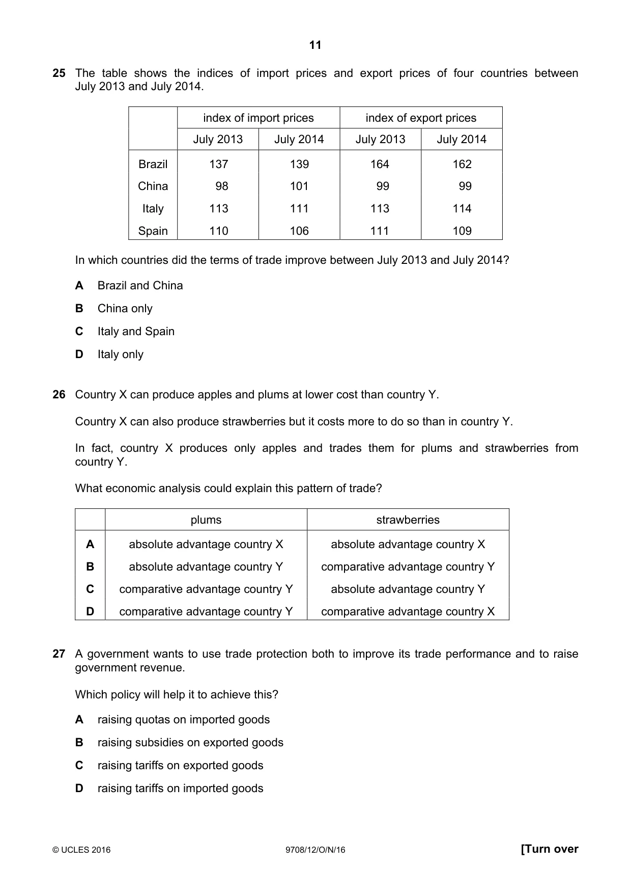 Cambridge A Level Economics 9708 2016 Oct/Nov Paper 1 · Variant 2 question paper, page 11 of 12