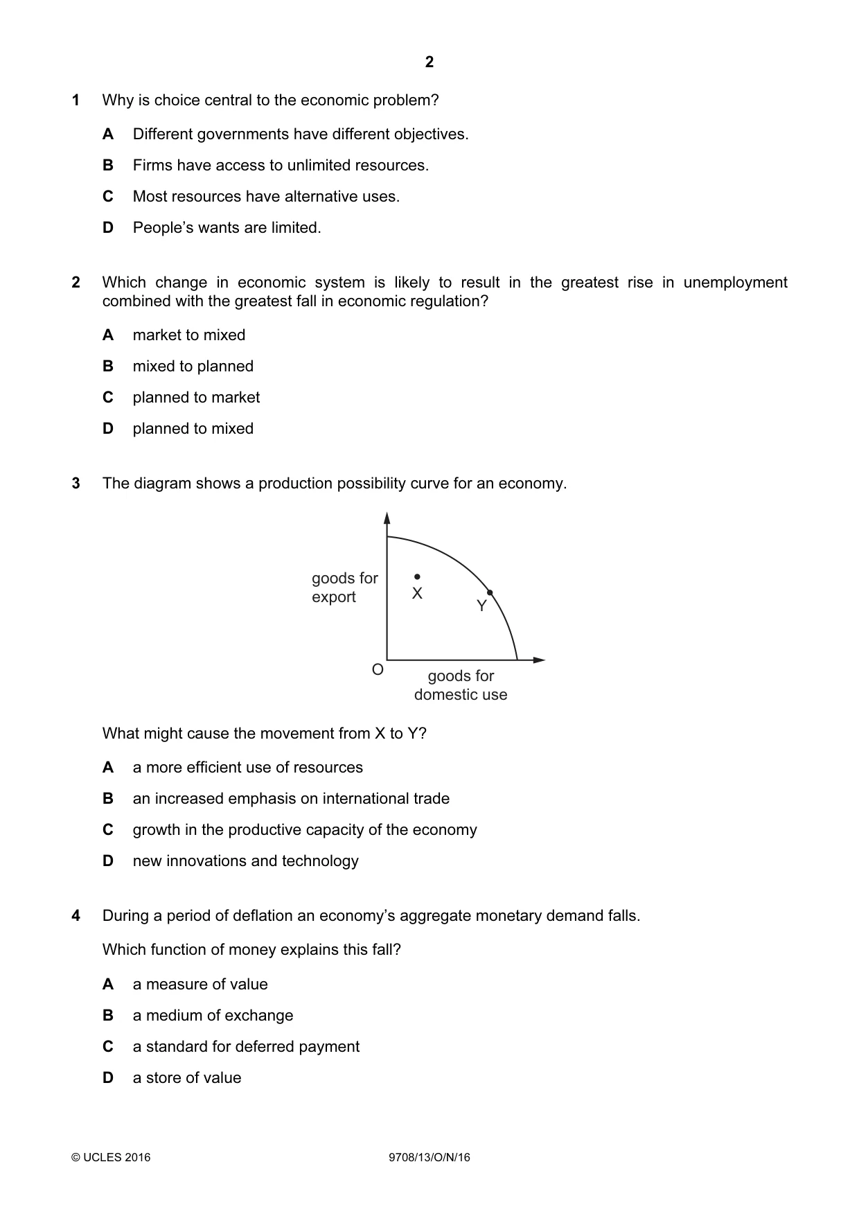 Cambridge A Level Economics 9708 2016 Oct/Nov Paper 1 · Variant 3 question paper, page 2 of 12