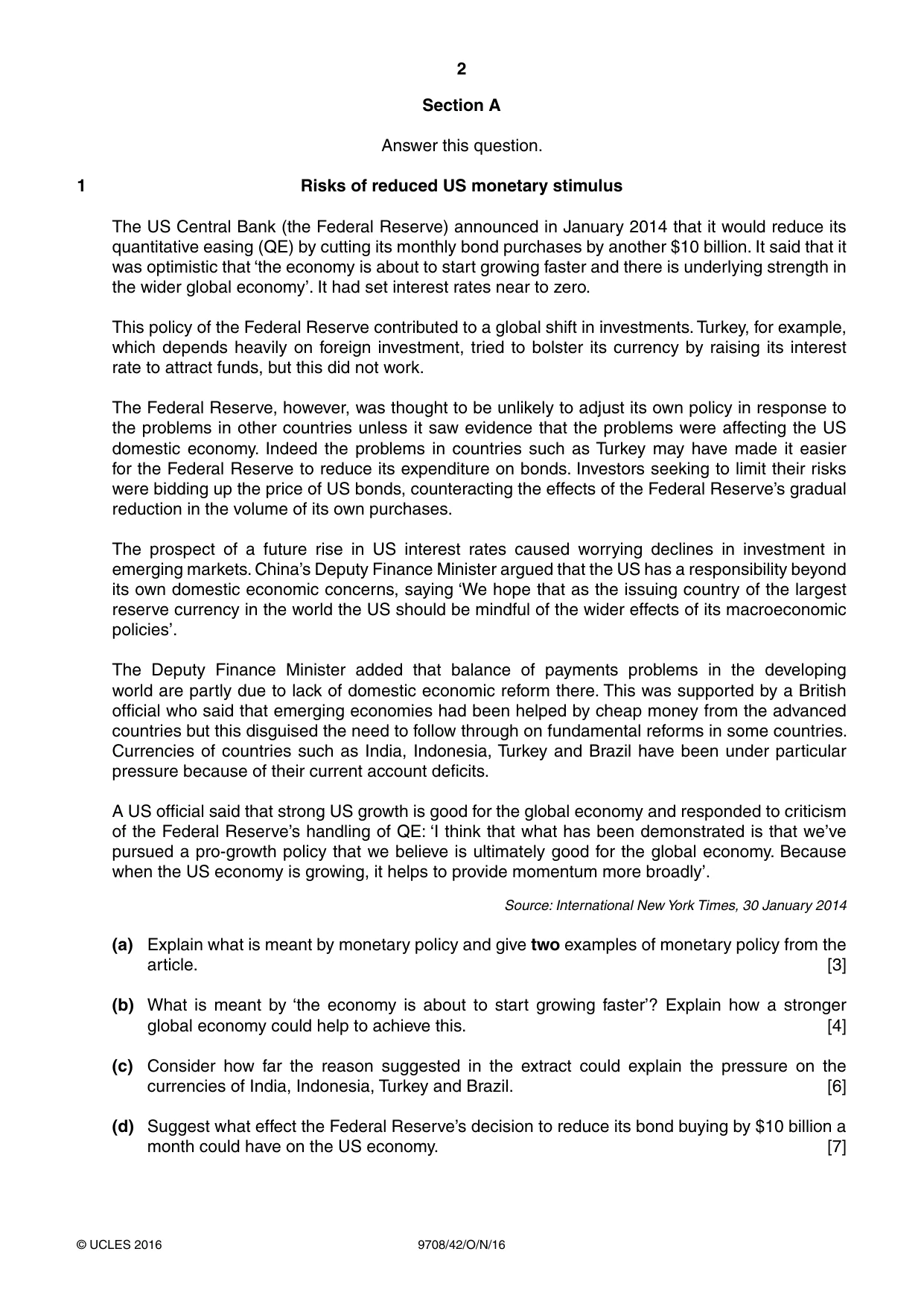 Cambridge A Level Economics 9708 2016 Oct/Nov Paper 4 · Variant 2 question paper, page 2 of 4