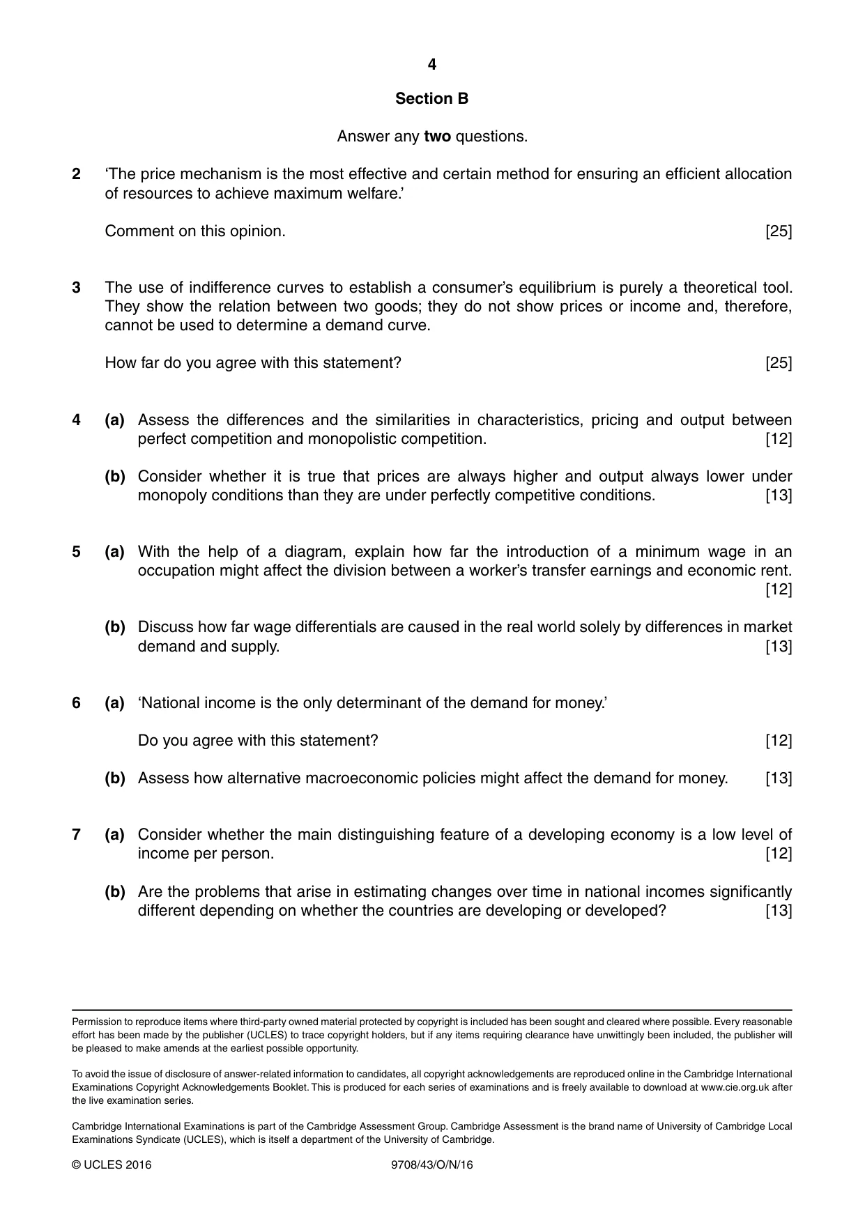 Cambridge A Level Economics 9708 2016 Oct/Nov Paper 4 · Variant 3 question paper, page 4 of 4