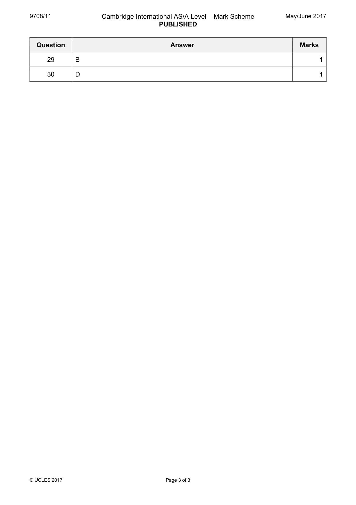 Mark scheme, page 3 of 3