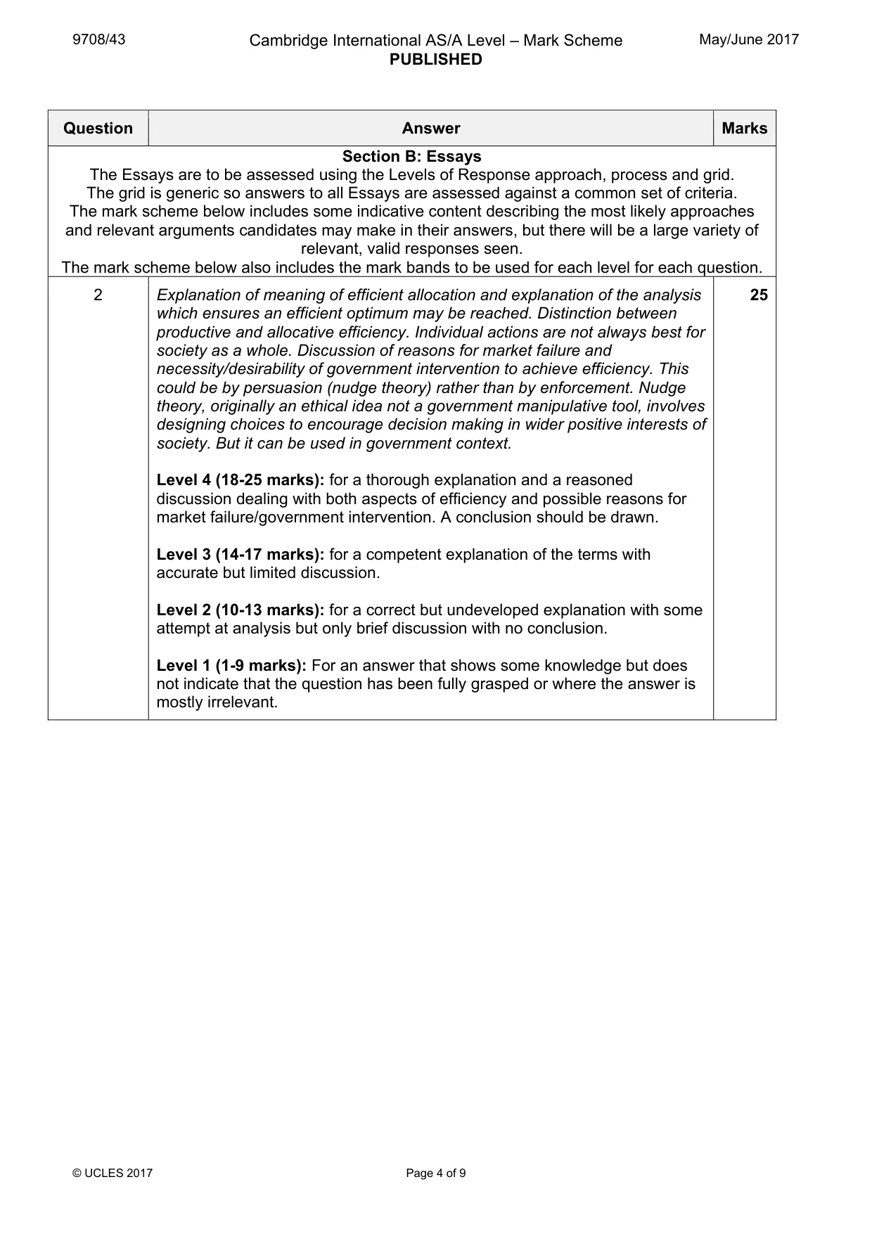Mark scheme, page 4 of 9