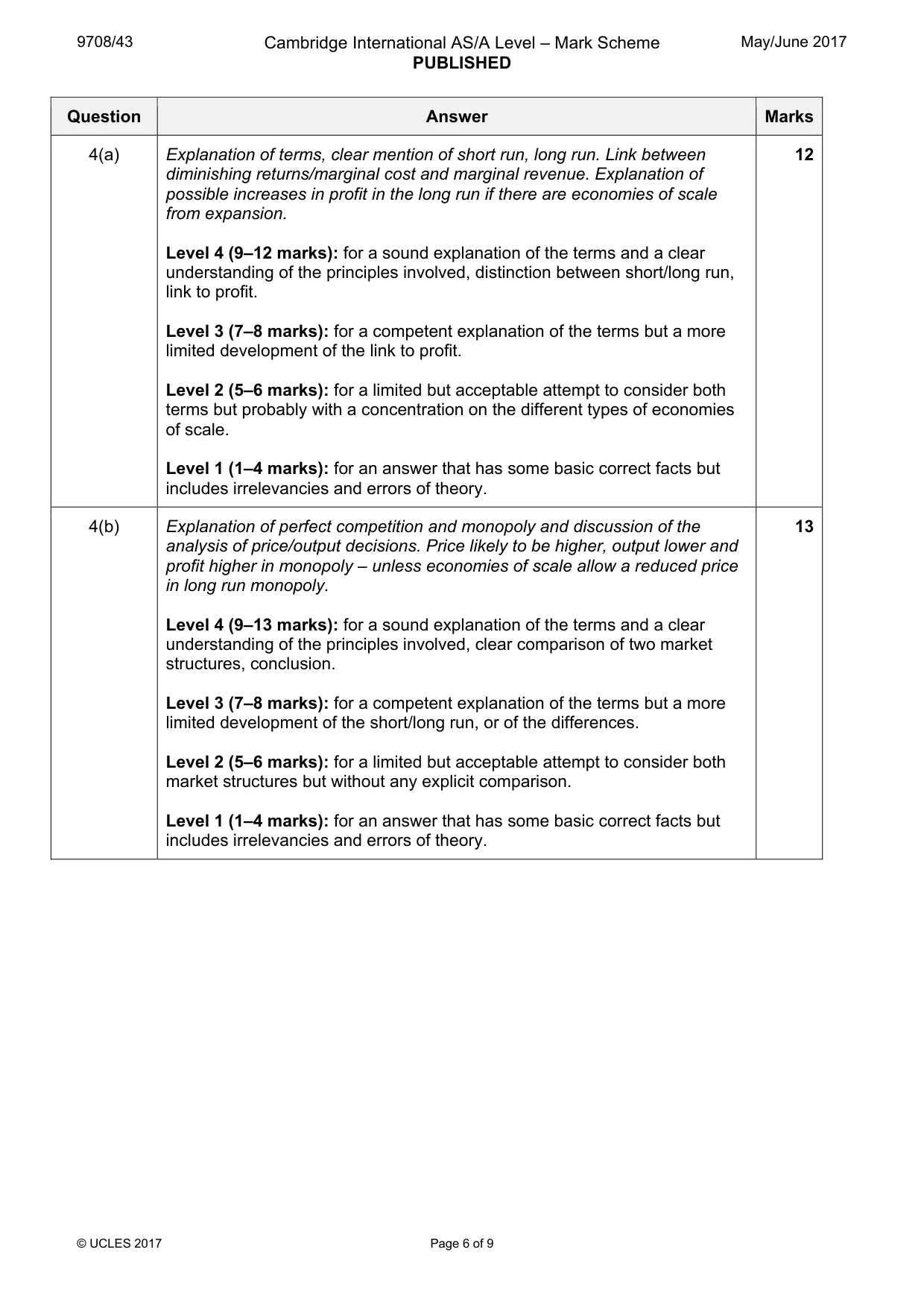 Mark scheme, page 6 of 9