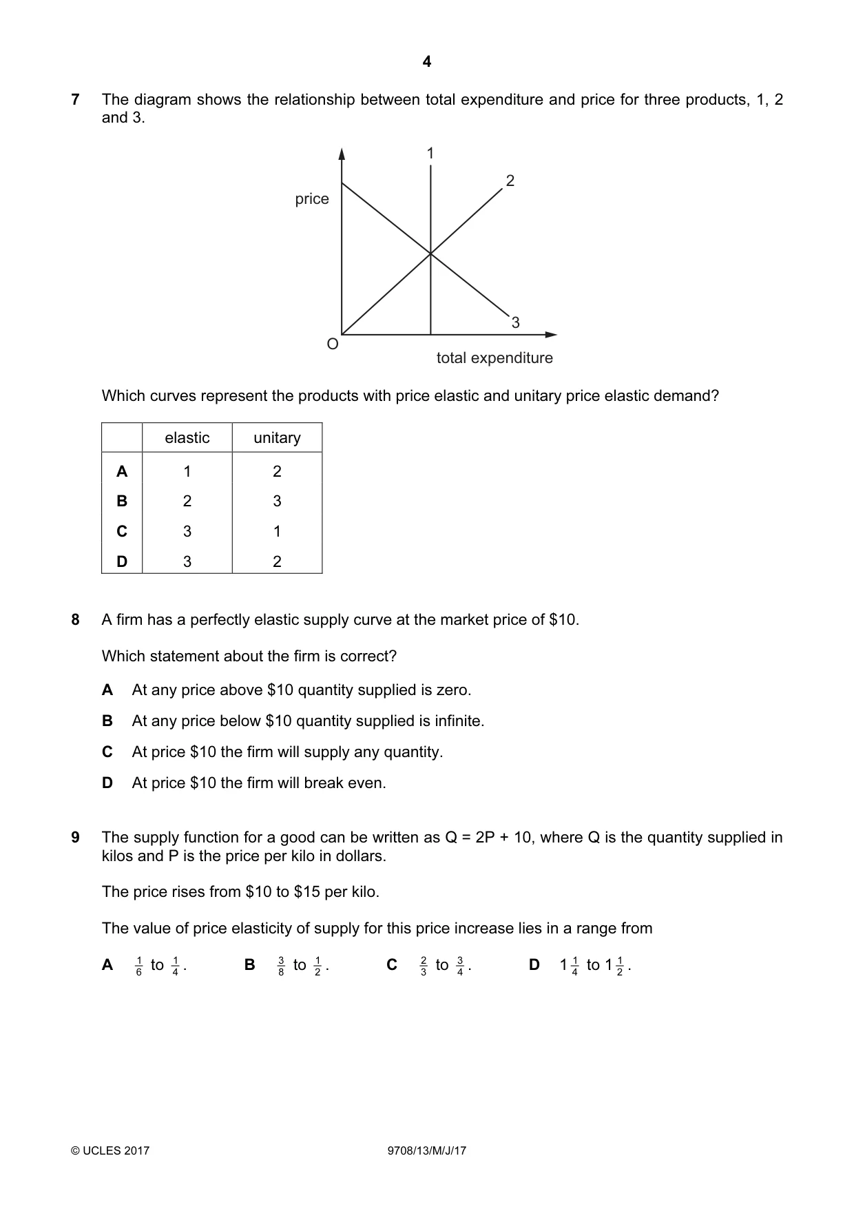Cambridge A Level Economics 9708 2017 May/June Paper 1 · Variant 3 question paper, page 4 of 12