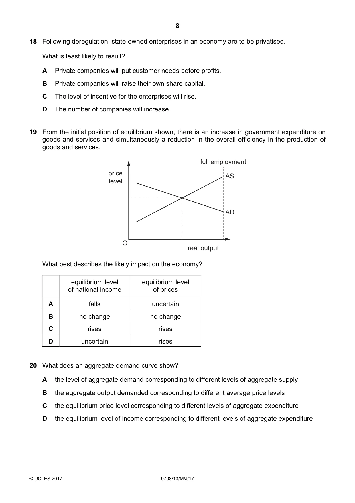 Cambridge A Level Economics 9708 2017 May/June Paper 1 · Variant 3 question paper, page 8 of 12