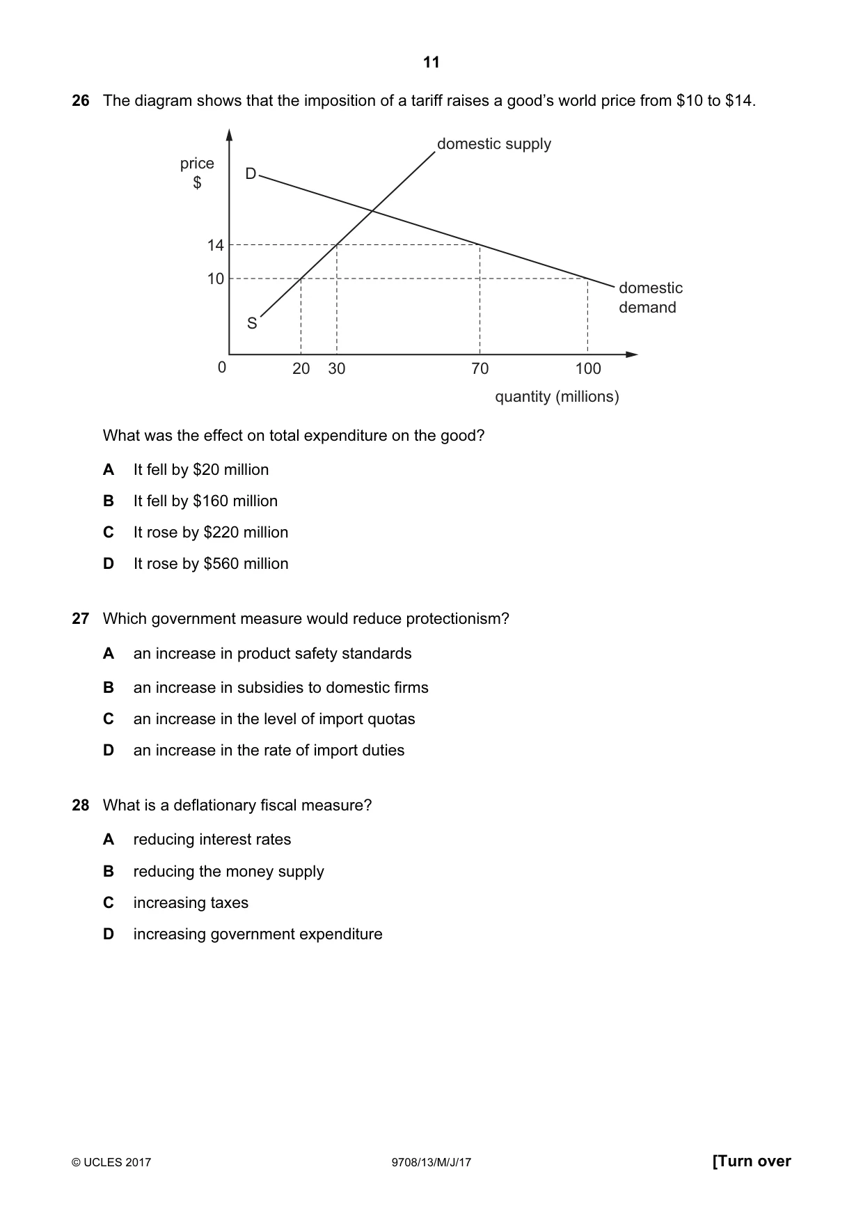 Cambridge A Level Economics 9708 2017 May/June Paper 1 · Variant 3 question paper, page 11 of 12