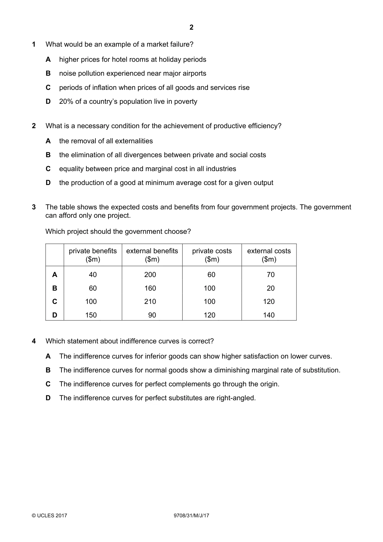 Cambridge A Level Economics 9708 2017 May/June Paper 3 · Variant 1 question paper, page 2 of 12