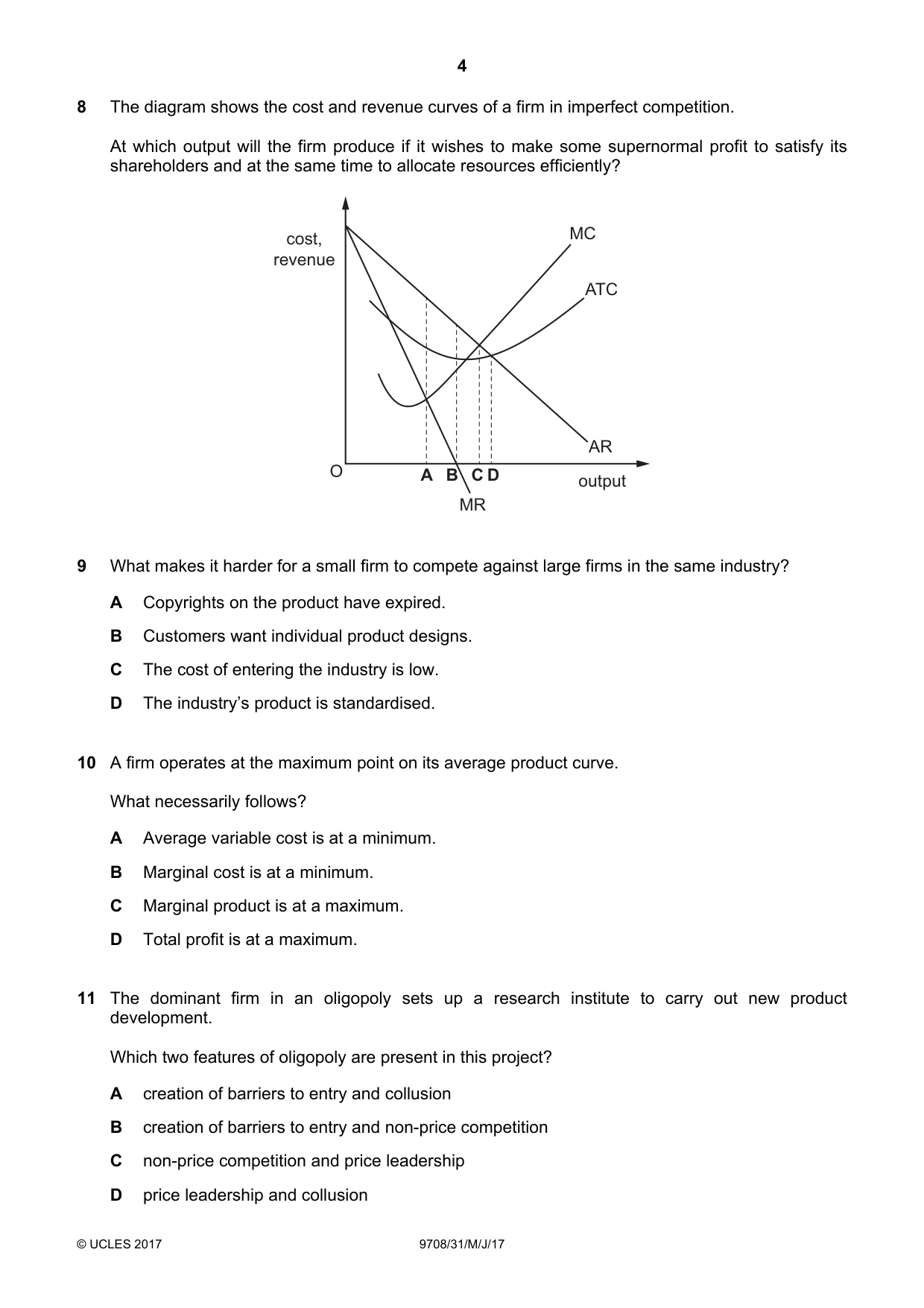 Cambridge A Level Economics 9708 2017 May/June Paper 3 · Variant 1 question paper, page 4 of 12