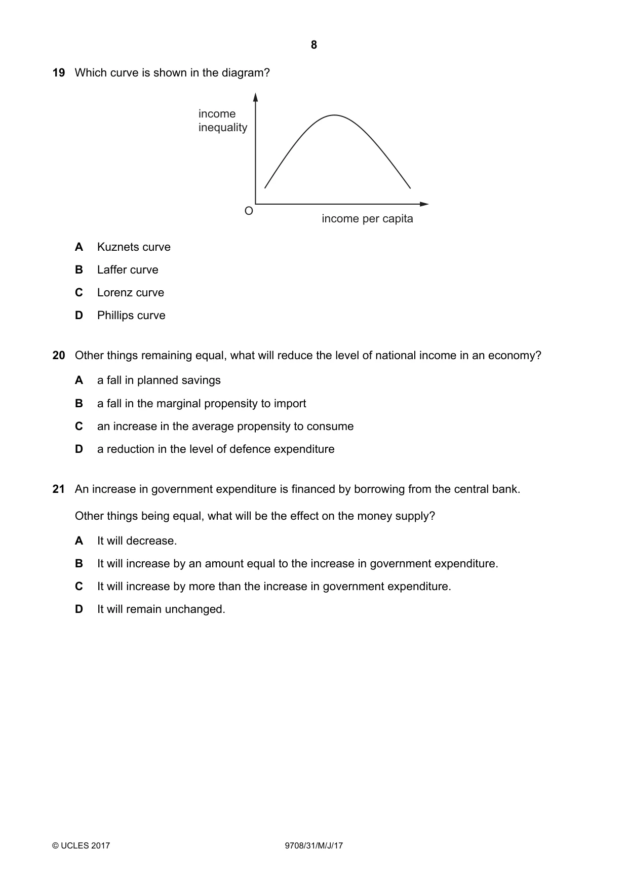 Cambridge A Level Economics 9708 2017 May/June Paper 3 · Variant 1 question paper, page 8 of 12