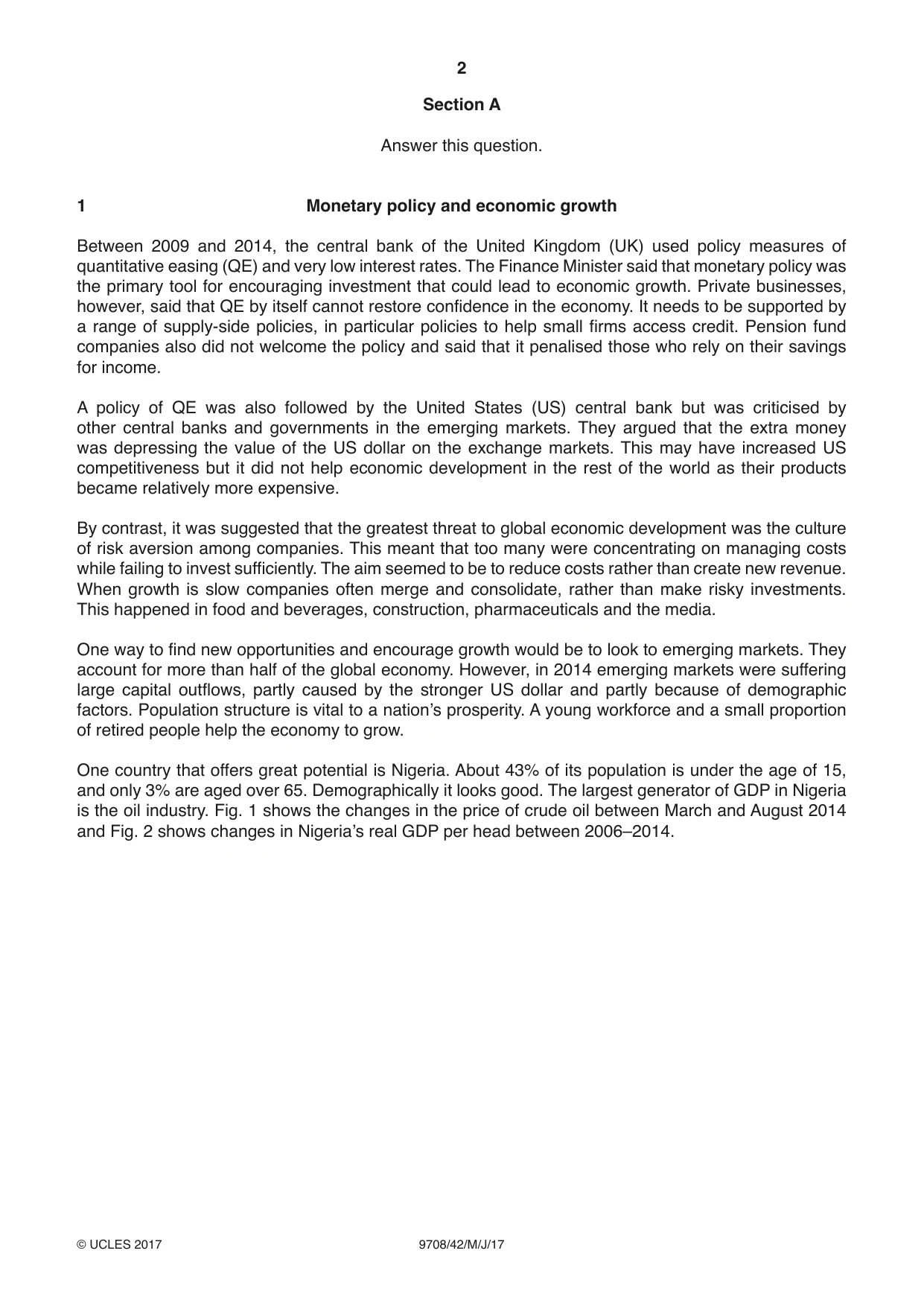 Cambridge A Level Economics 9708 2017 May/June Paper 4 · Variant 2 question paper, page 2 of 4