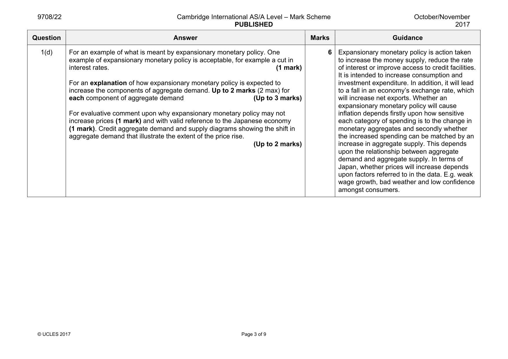 Mark scheme, page 3 of 9
