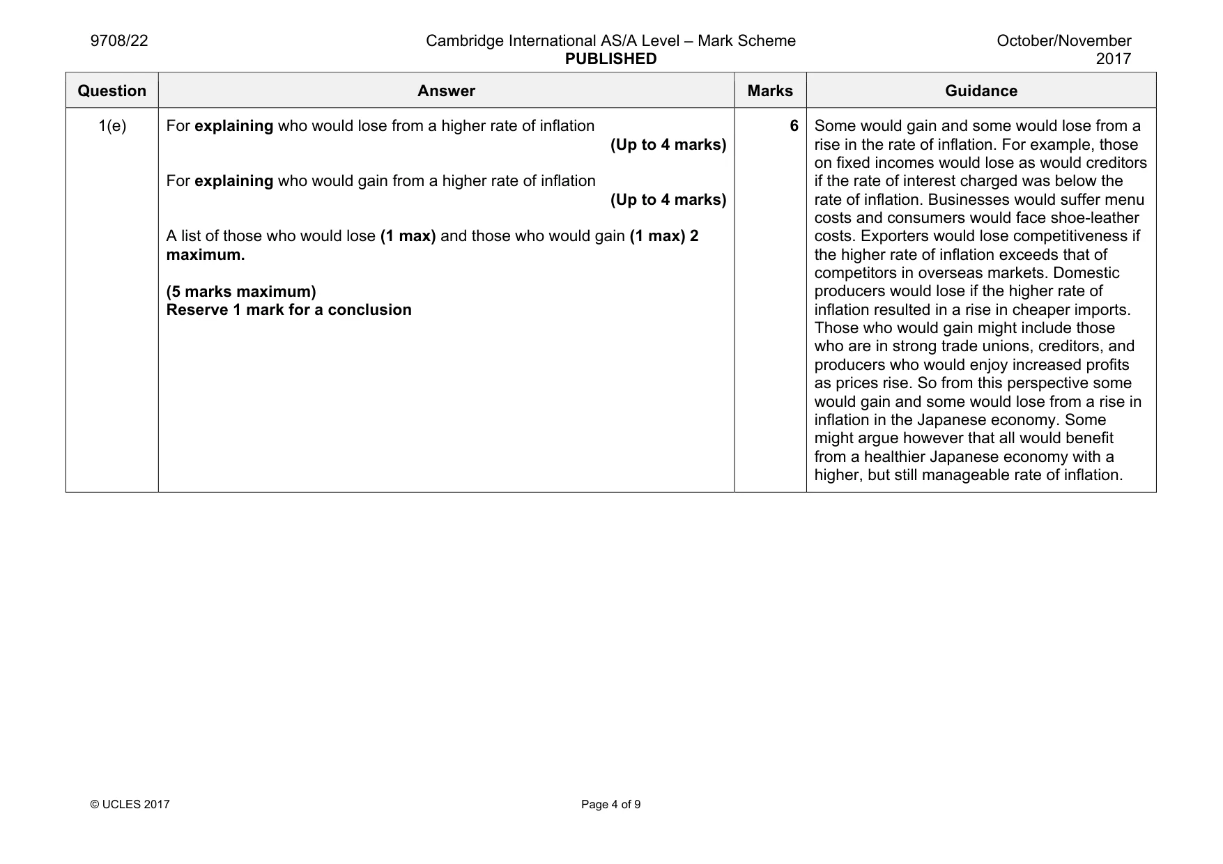 Mark scheme, page 4 of 9