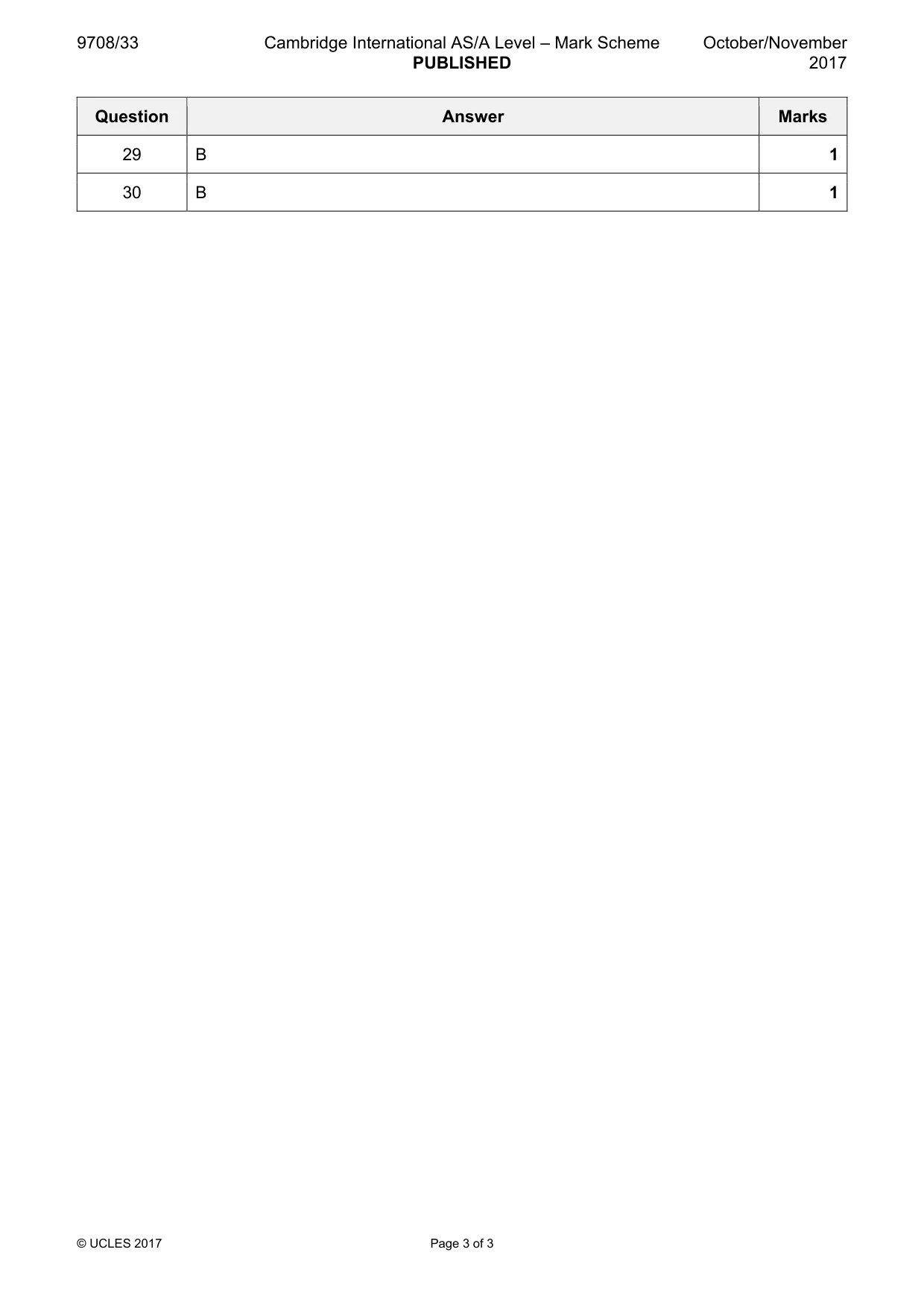 Mark scheme, page 3 of 3