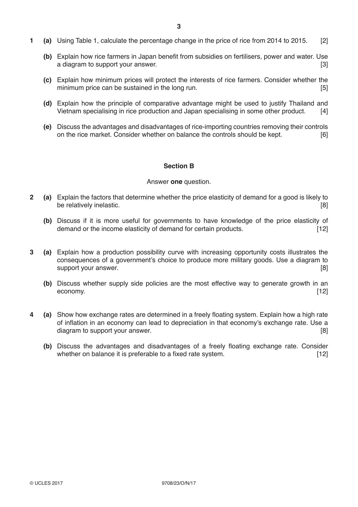 Cambridge A Level Economics 9708 2017 Oct/Nov Paper 2 · Variant 3 question paper, page 3 of 4