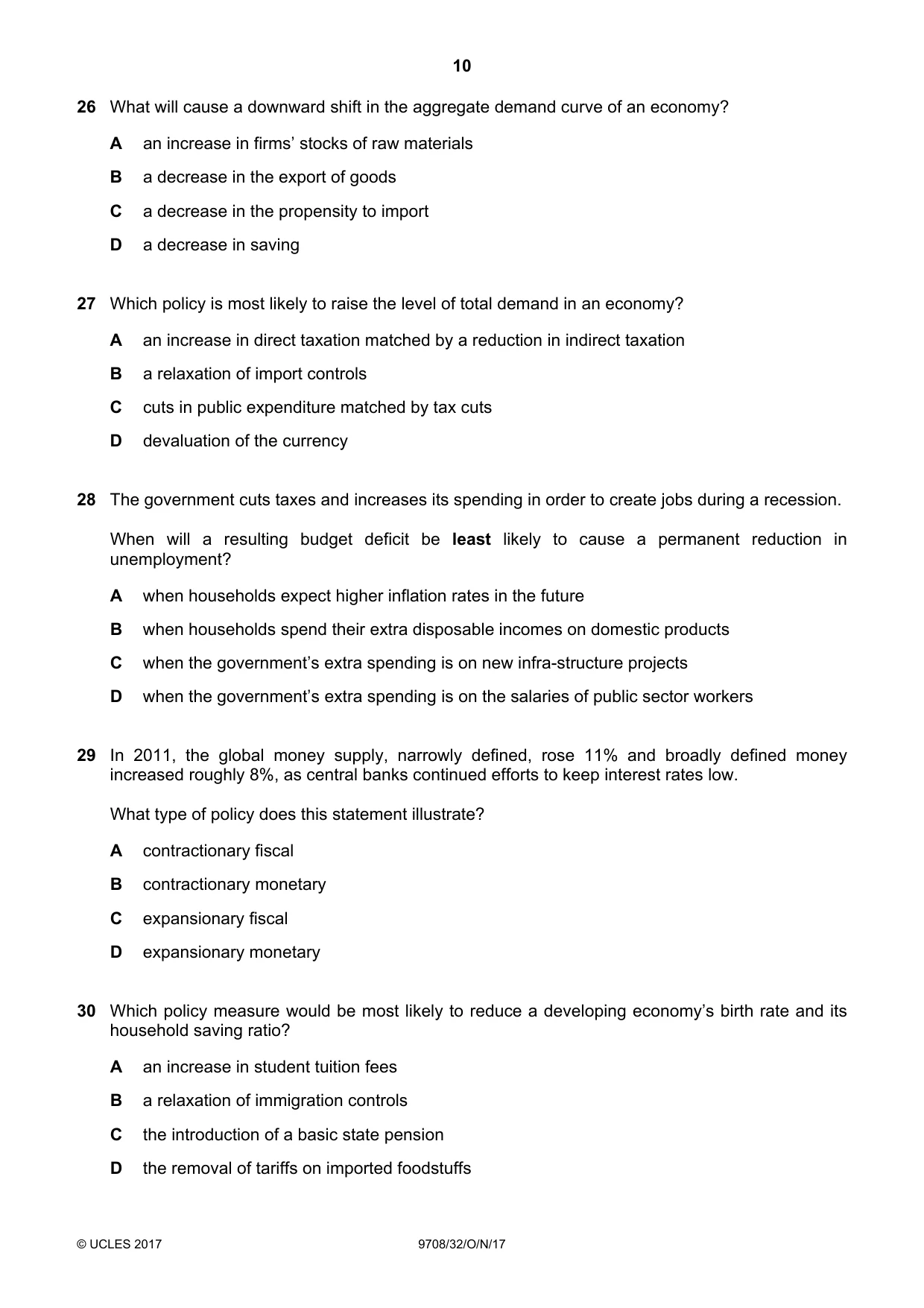 Cambridge A Level Economics 9708 2017 Oct/Nov Paper 3 · Variant 2 question paper, page 10 of 12