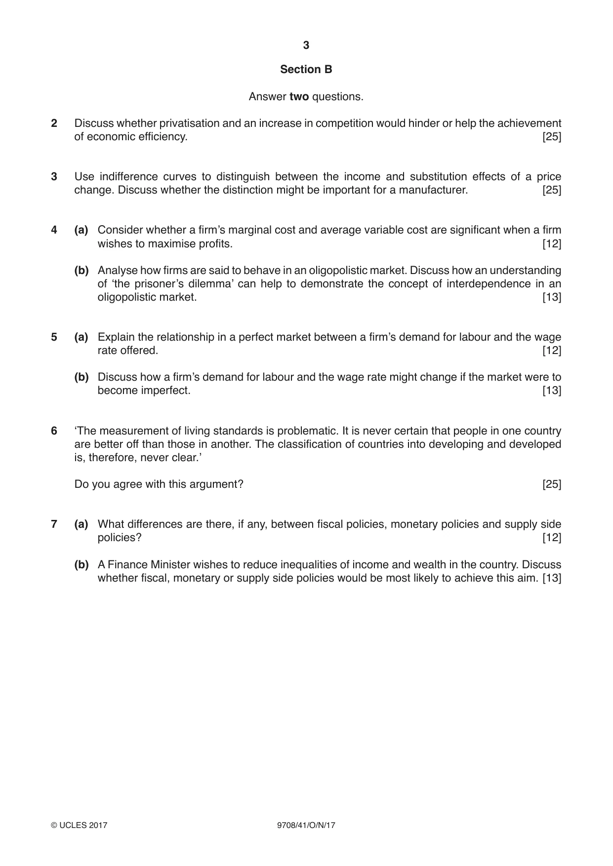 Cambridge A Level Economics 9708 2017 Oct/Nov Paper 4 · Variant 1 question paper, page 3 of 4