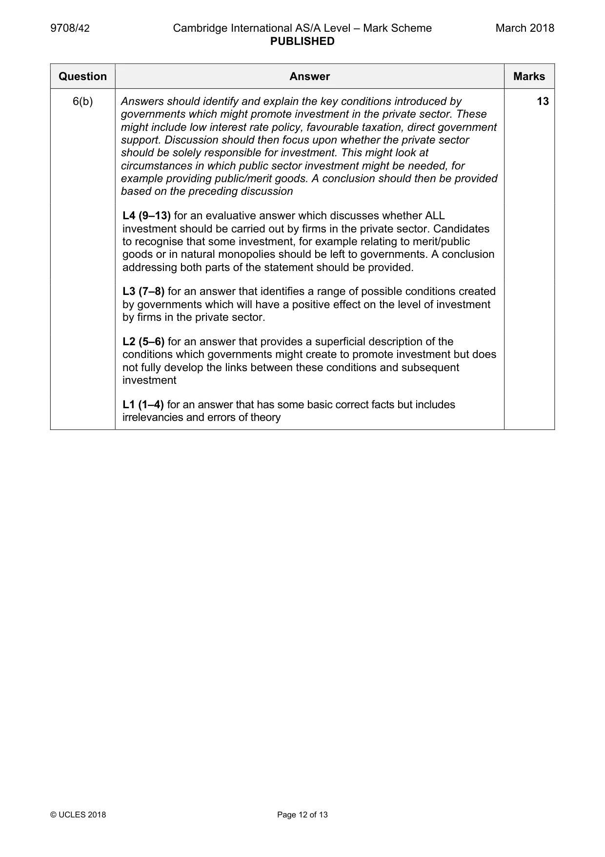 Mark scheme, page 12 of 13