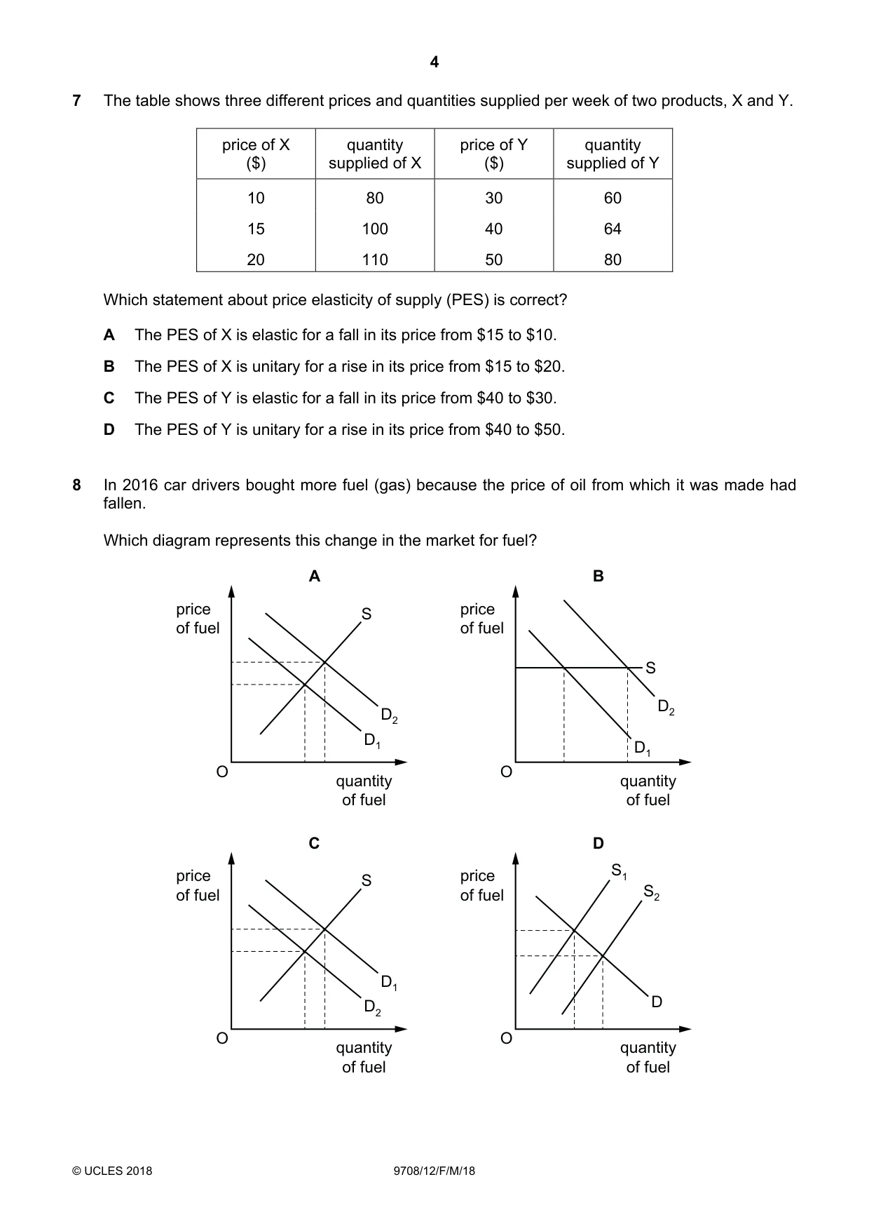 Cambridge A Level Economics 9708 2018 Feb/March Paper 1 · Variant 2 question paper, page 4 of 12