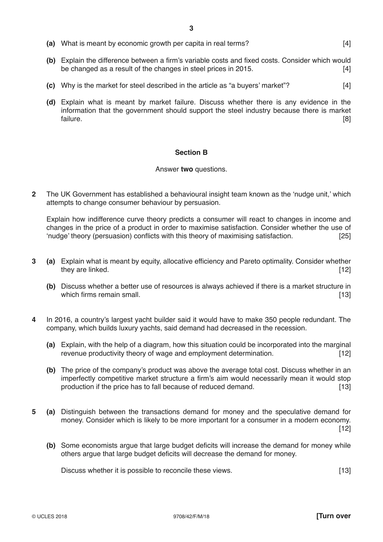 Cambridge A Level Economics 9708 2018 Feb/March Paper 4 · Variant 2 question paper, page 3 of 4