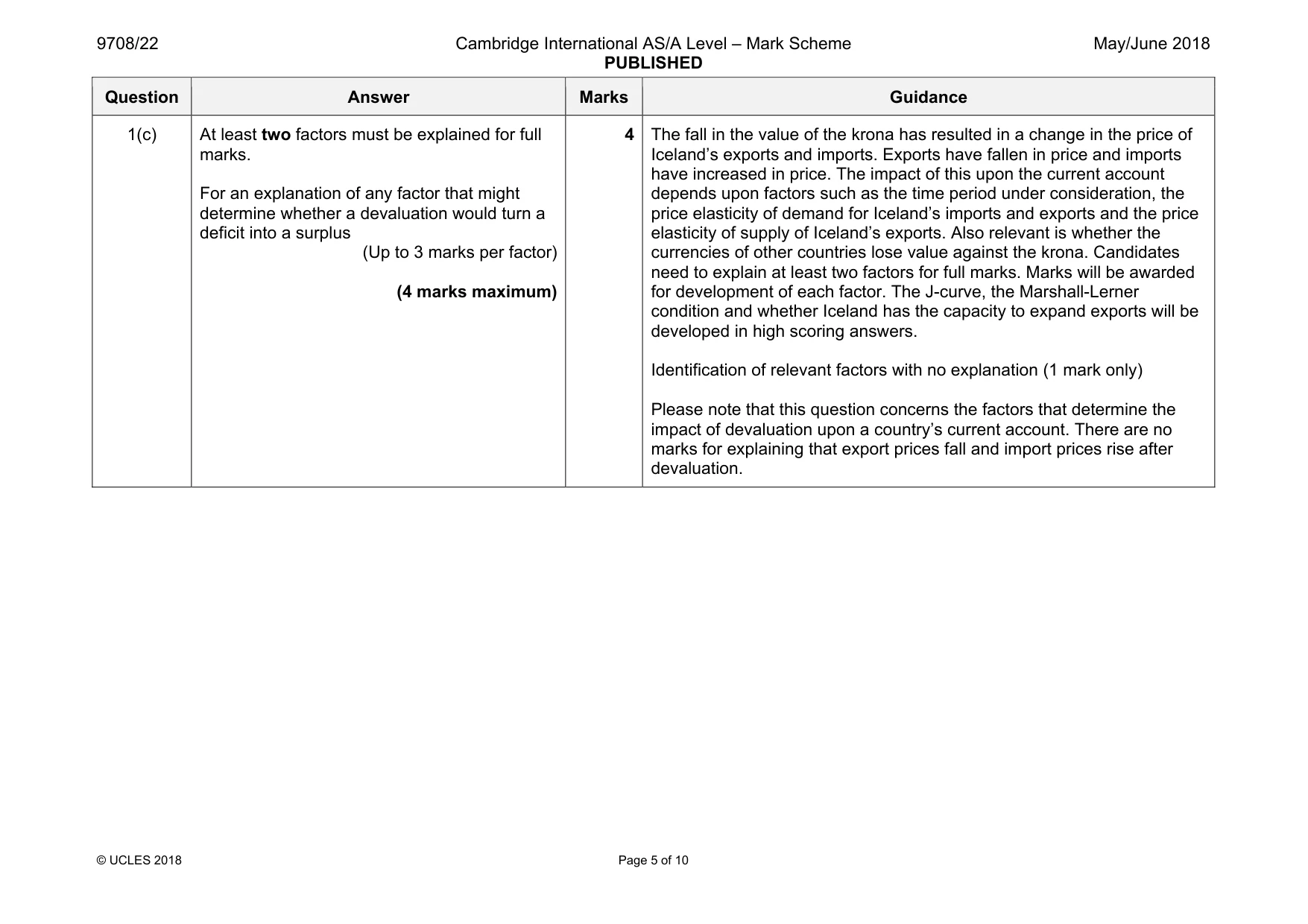 Mark scheme, page 5 of 10