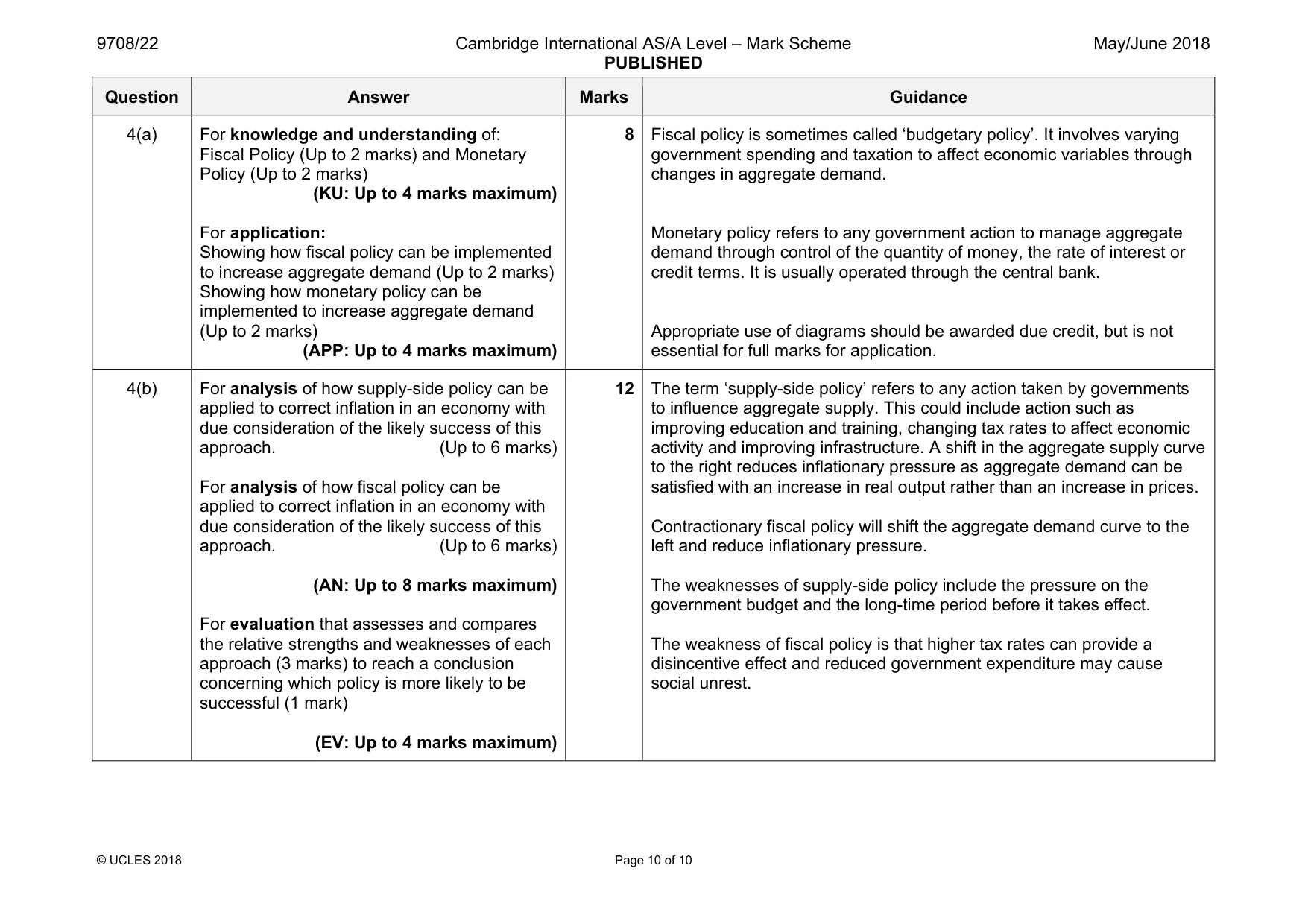 Mark scheme, page 10 of 10