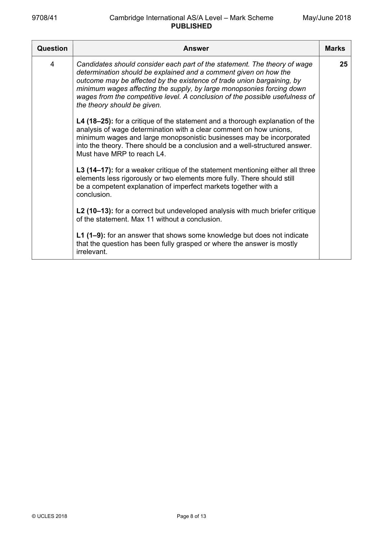 Mark scheme, page 8 of 13