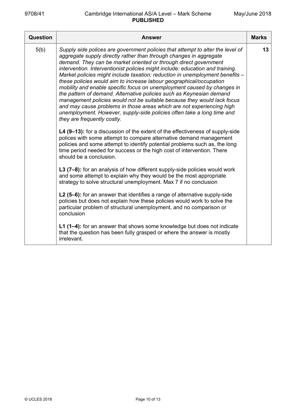 Mark scheme, page 10 of 13
