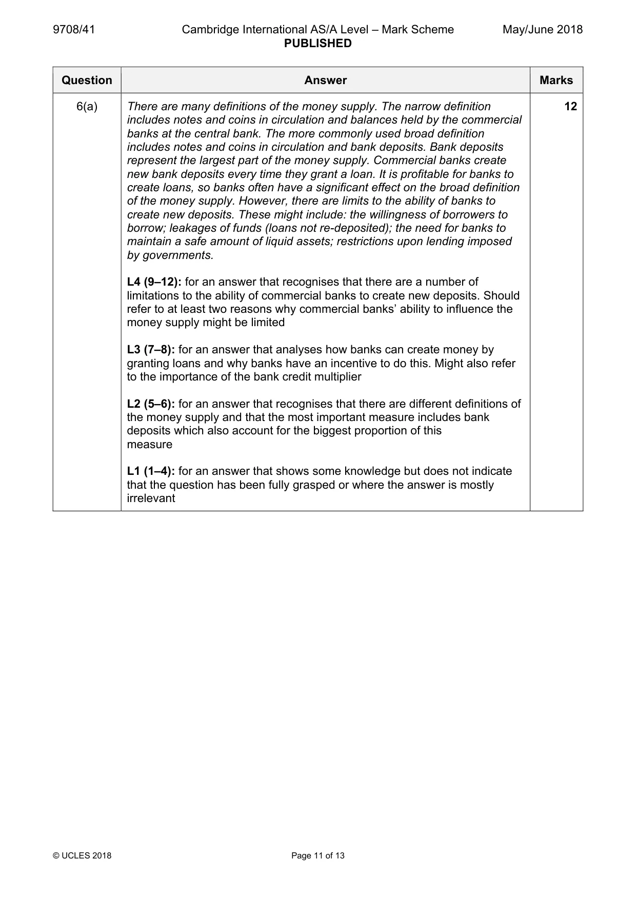 Mark scheme, page 11 of 13